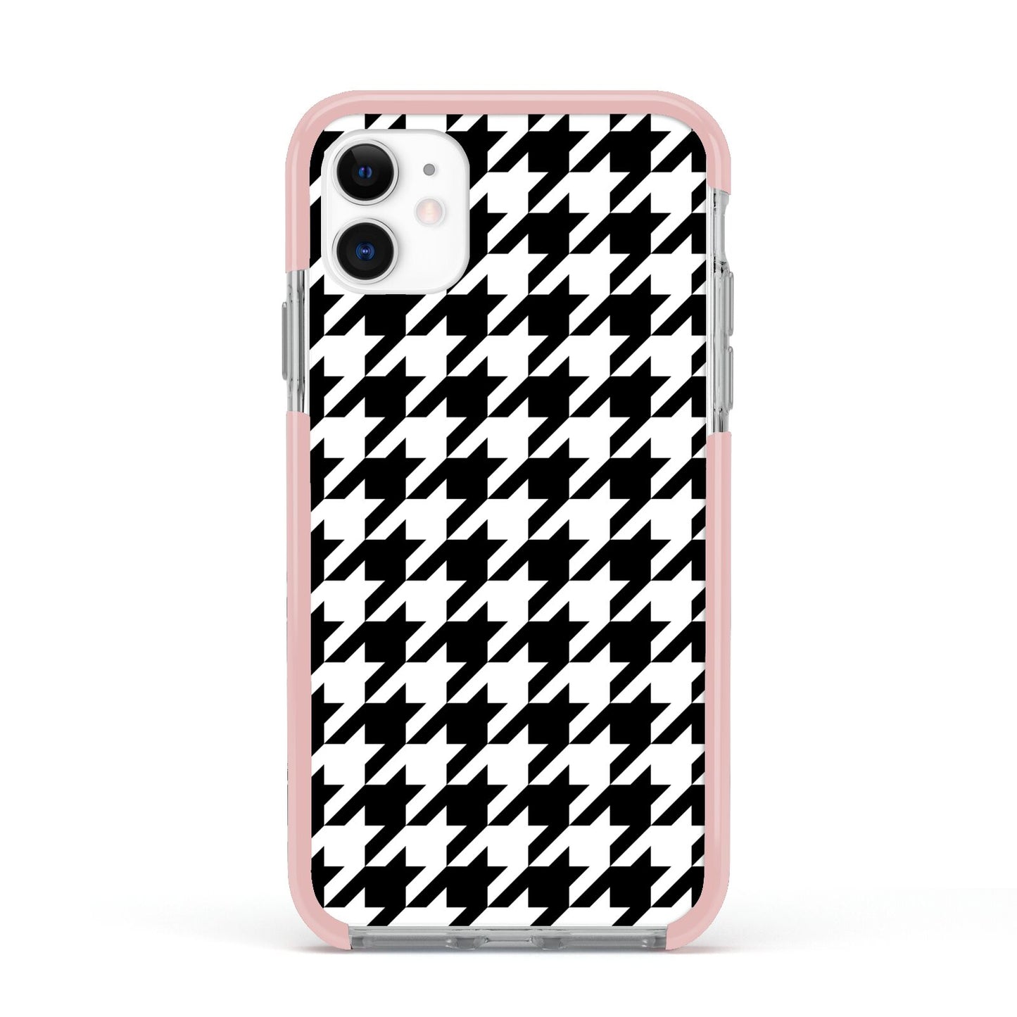 Custom Houndstooth Apple iPhone 11 in White with Pink Impact Case