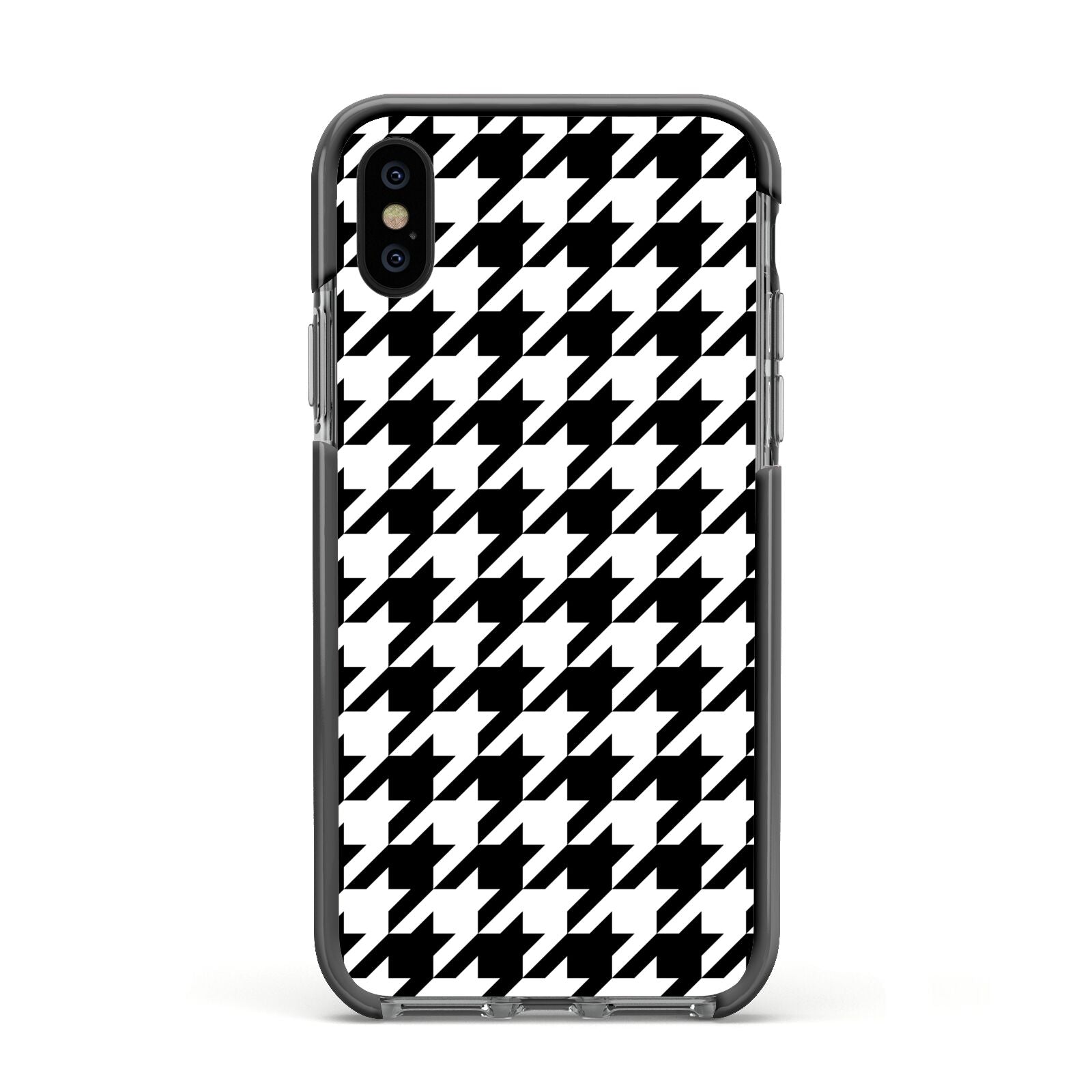 Custom Houndstooth Apple iPhone Xs Impact Case Black Edge on Black Phone