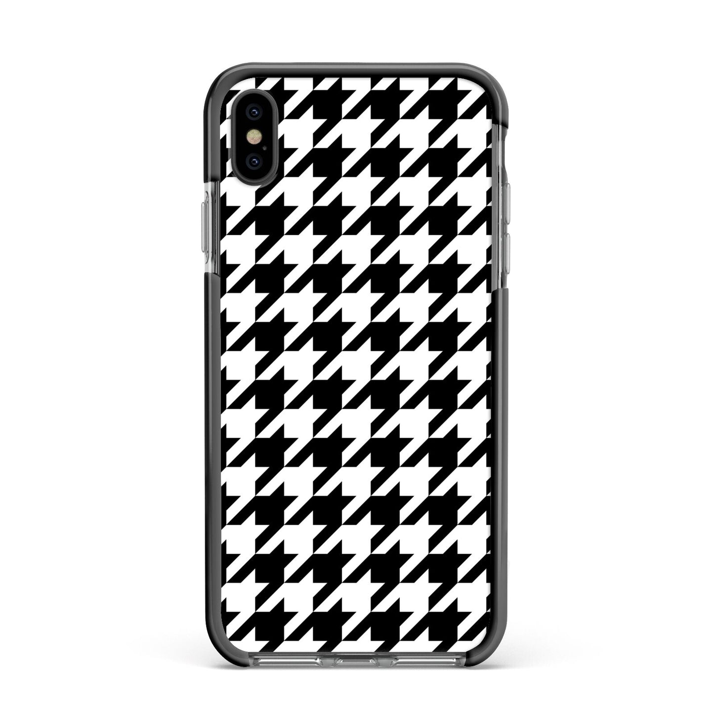 Custom Houndstooth Apple iPhone Xs Max Impact Case Black Edge on Black Phone