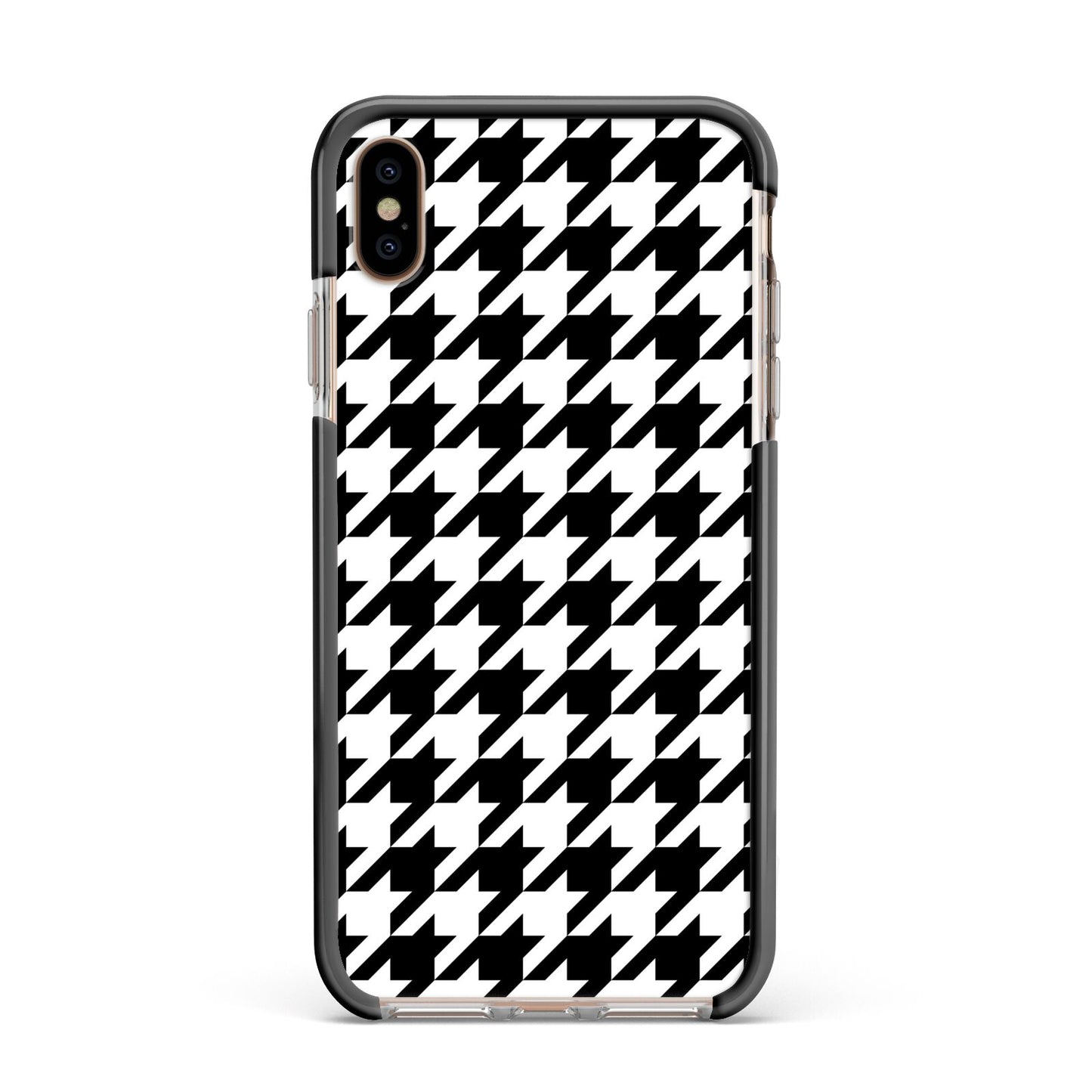 Custom Houndstooth Apple iPhone Xs Max Impact Case Black Edge on Gold Phone