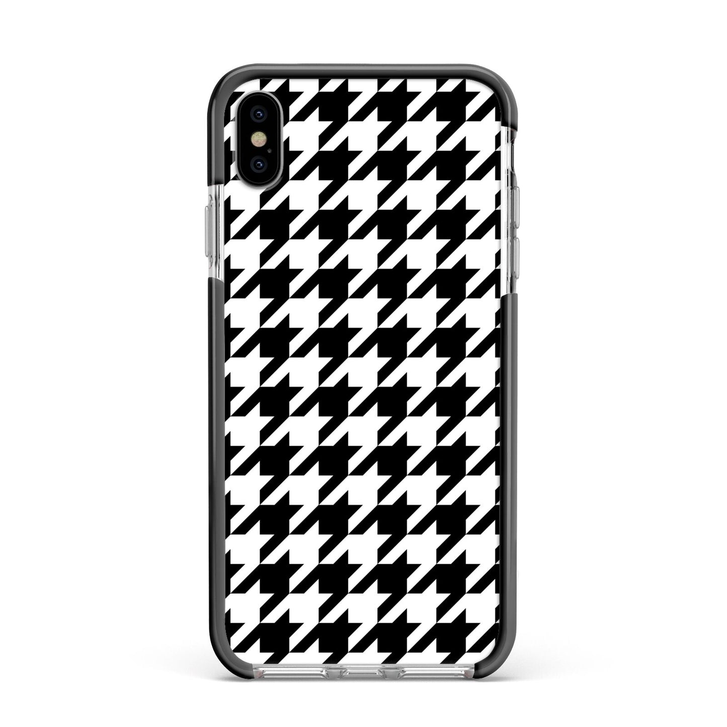 Custom Houndstooth Apple iPhone Xs Max Impact Case Black Edge on Silver Phone