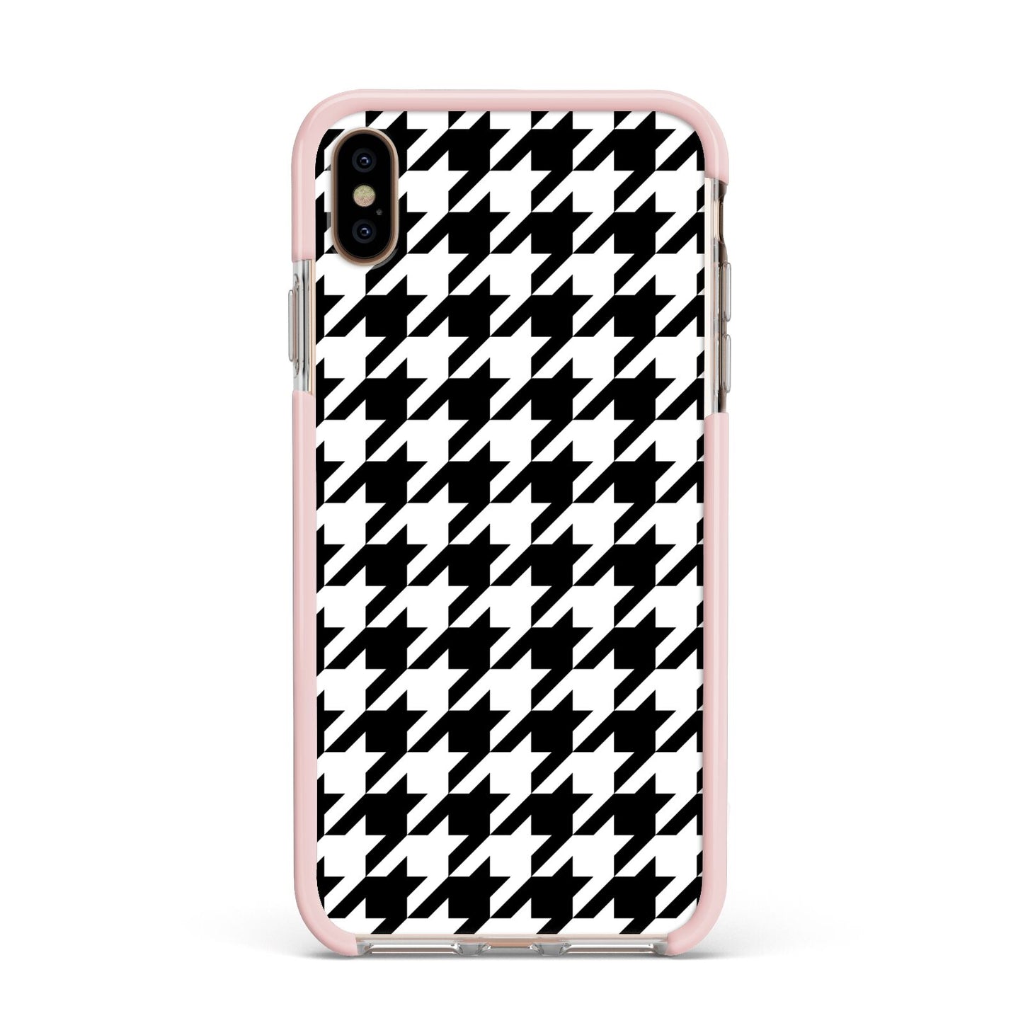 Custom Houndstooth Apple iPhone Xs Max Impact Case Pink Edge on Gold Phone