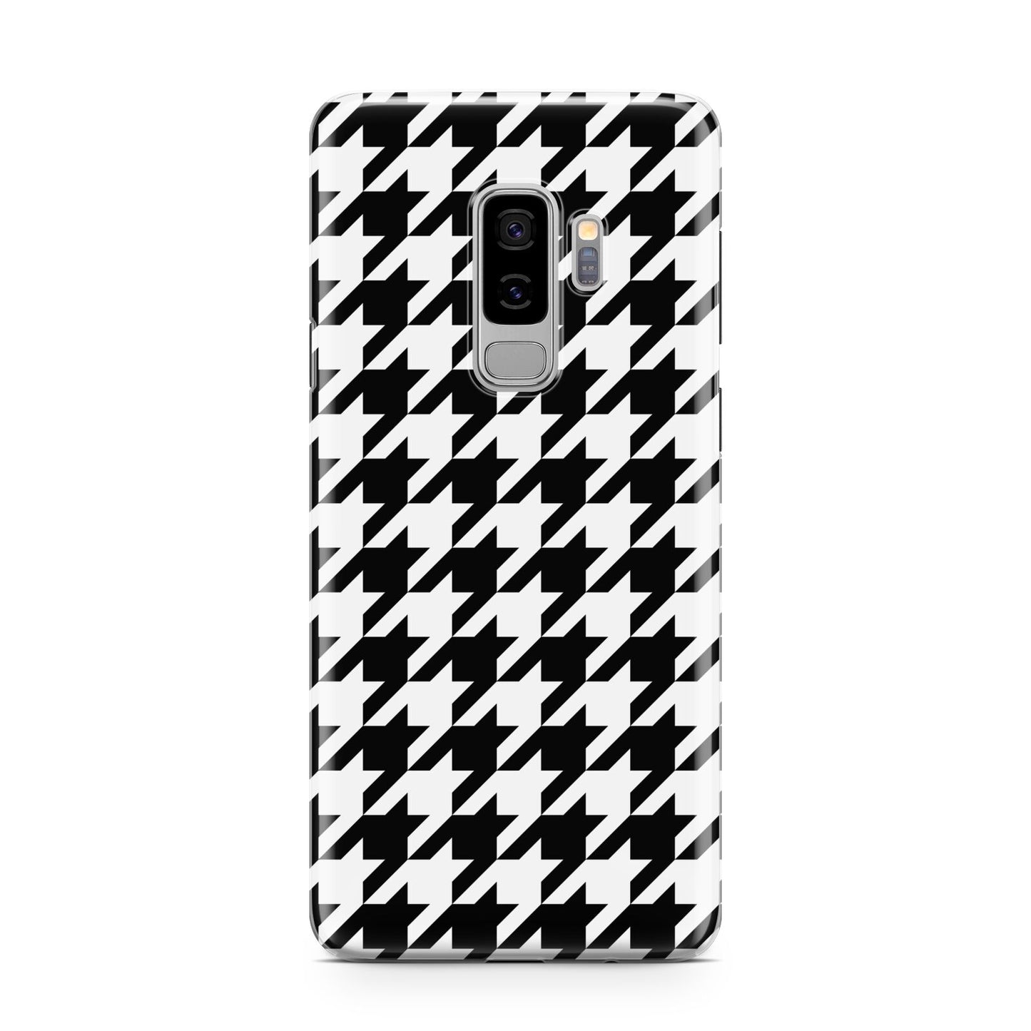 Custom Houndstooth Samsung Galaxy S9 Plus Case on Silver phone