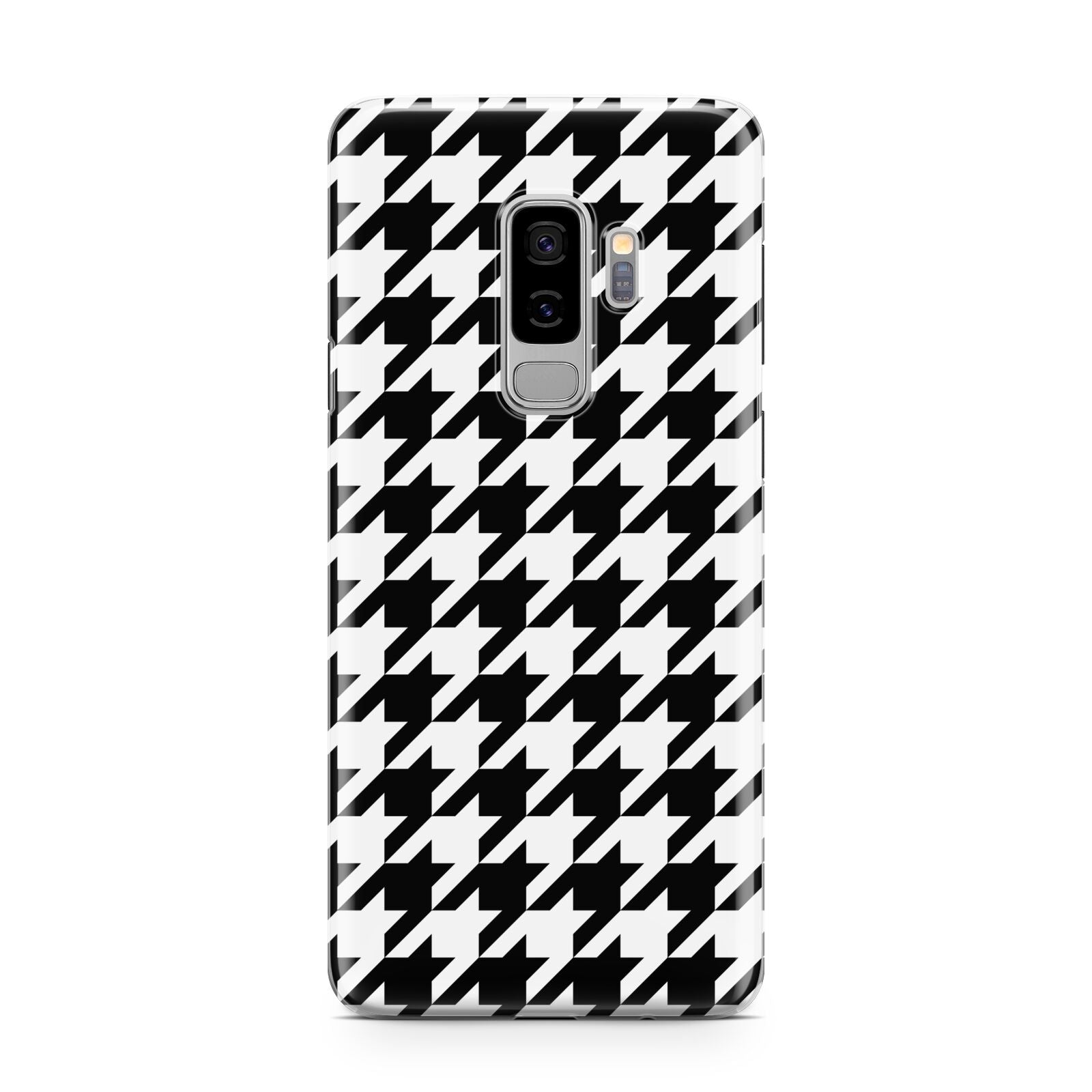 Custom Houndstooth Samsung Galaxy S9 Plus Case on Silver phone