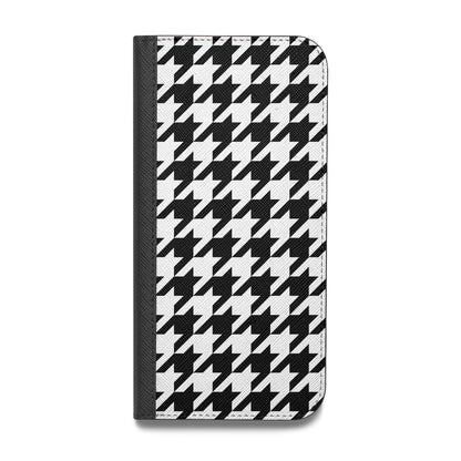 Custom Houndstooth Vegan Leather Flip iPhone Case