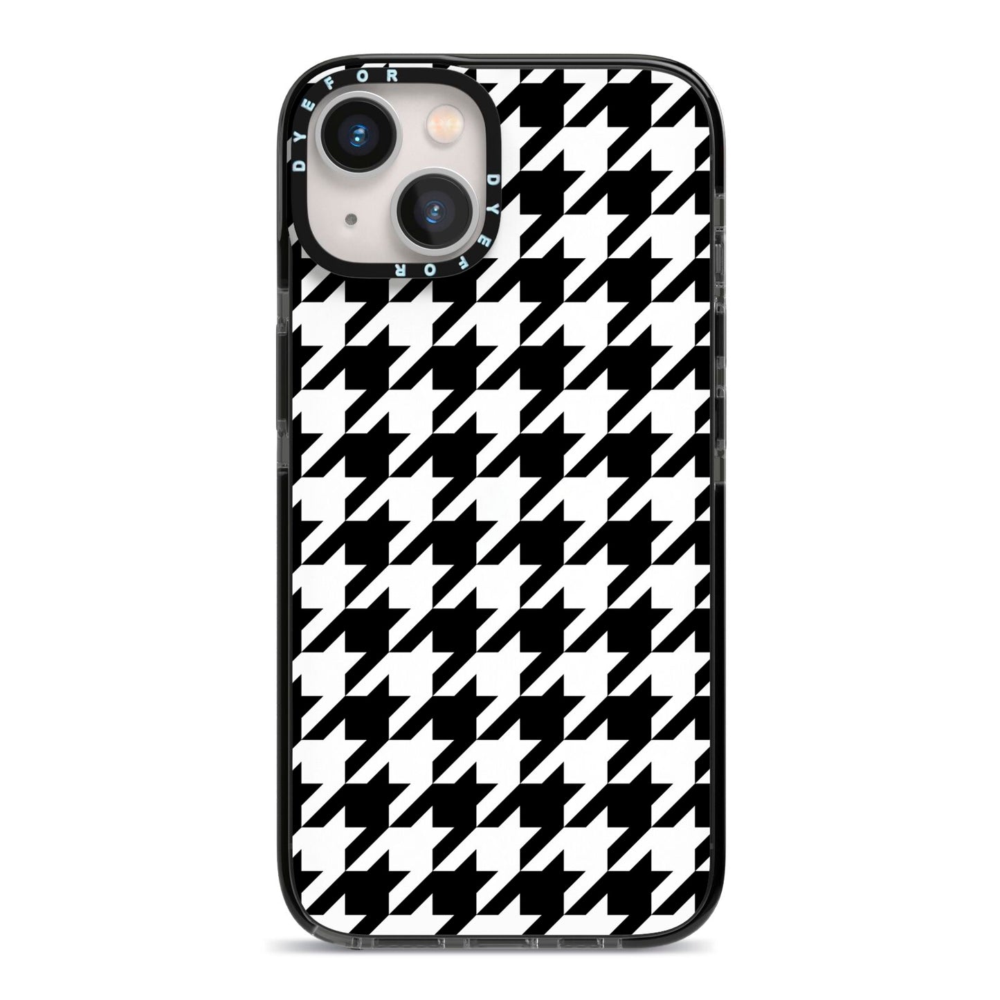 Custom Houndstooth iPhone 13 Black Impact Case on Silver phone