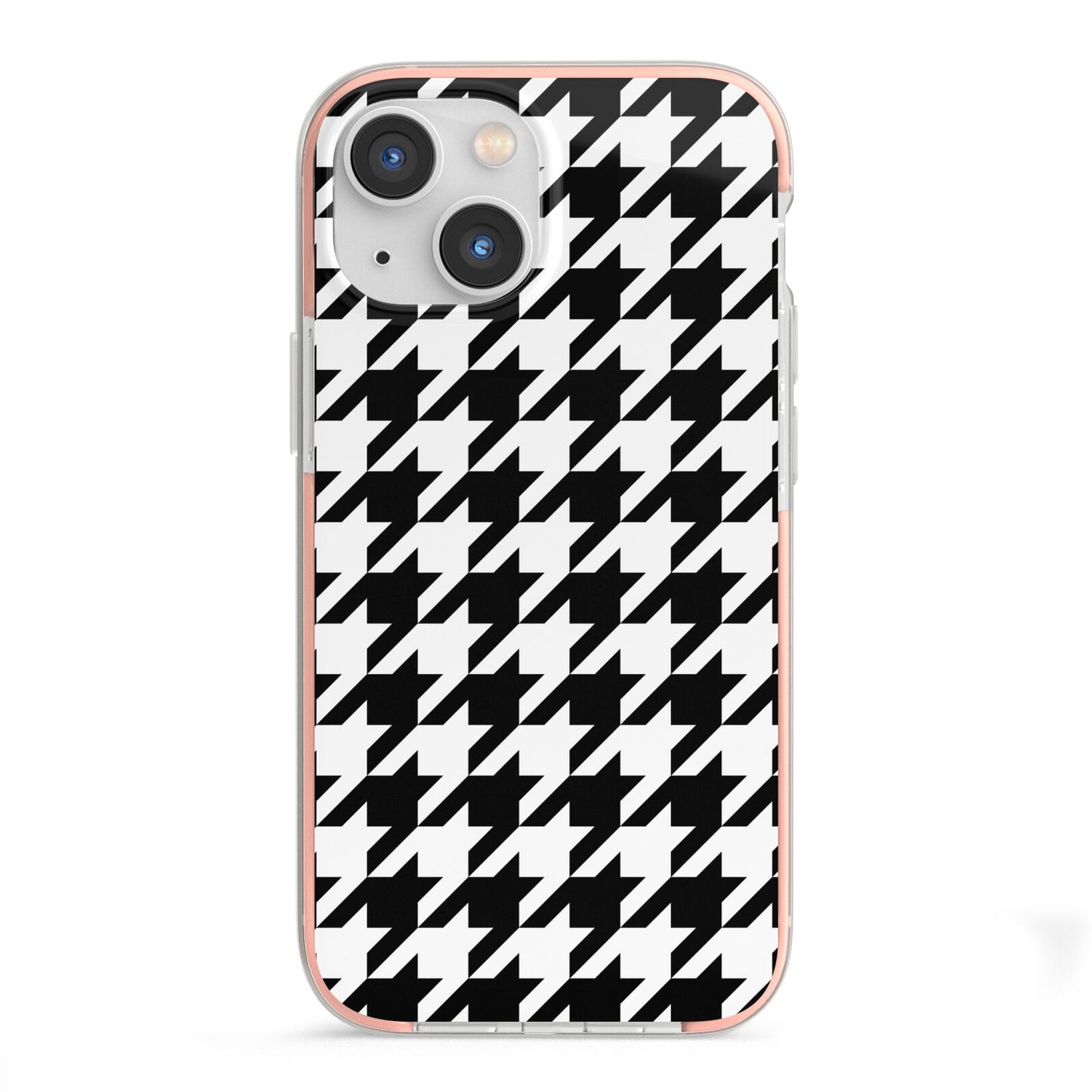 Custom Houndstooth iPhone 13 Mini TPU Impact Case with Pink Edges