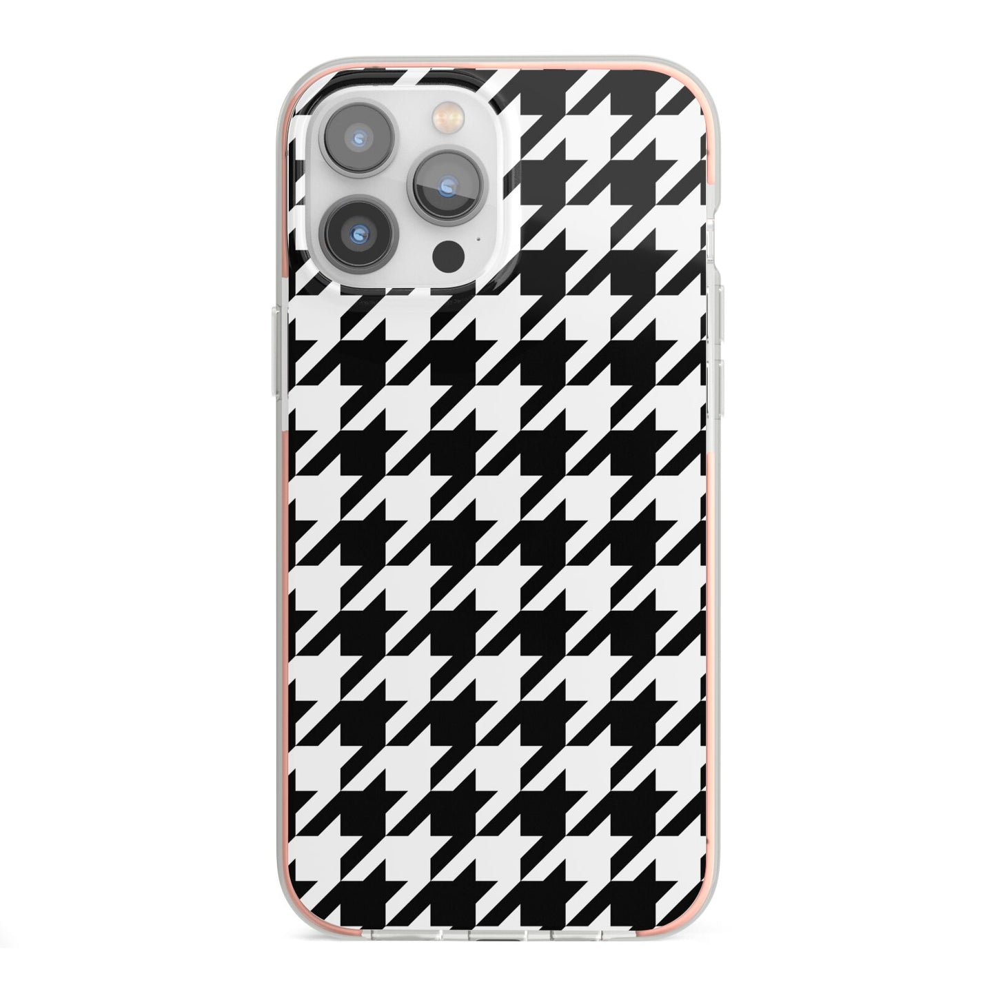 Custom Houndstooth iPhone 13 Pro Max TPU Impact Case with Pink Edges