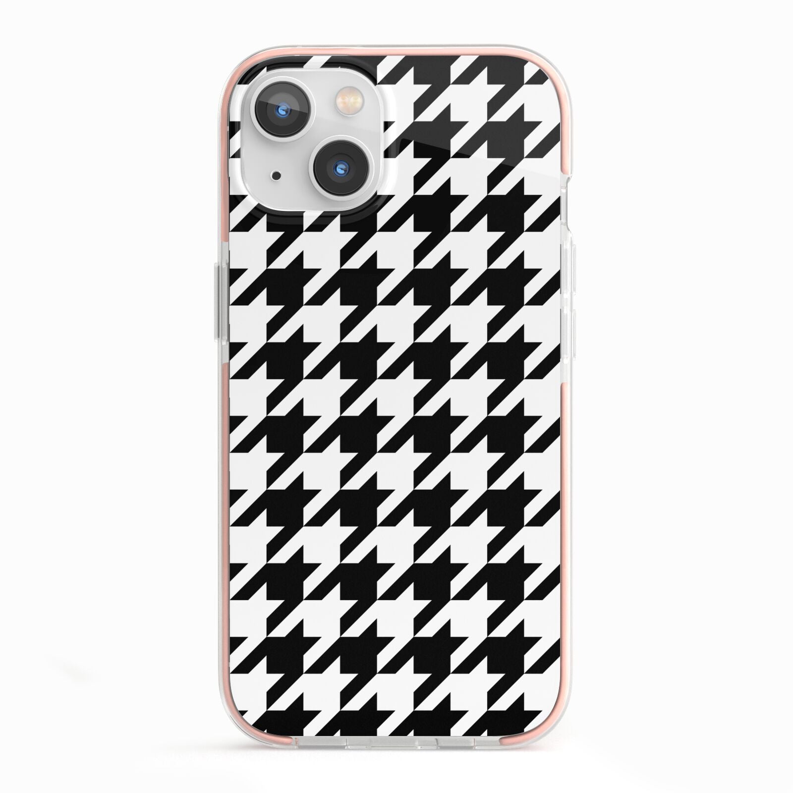 Custom Houndstooth iPhone 13 TPU Impact Case with Pink Edges