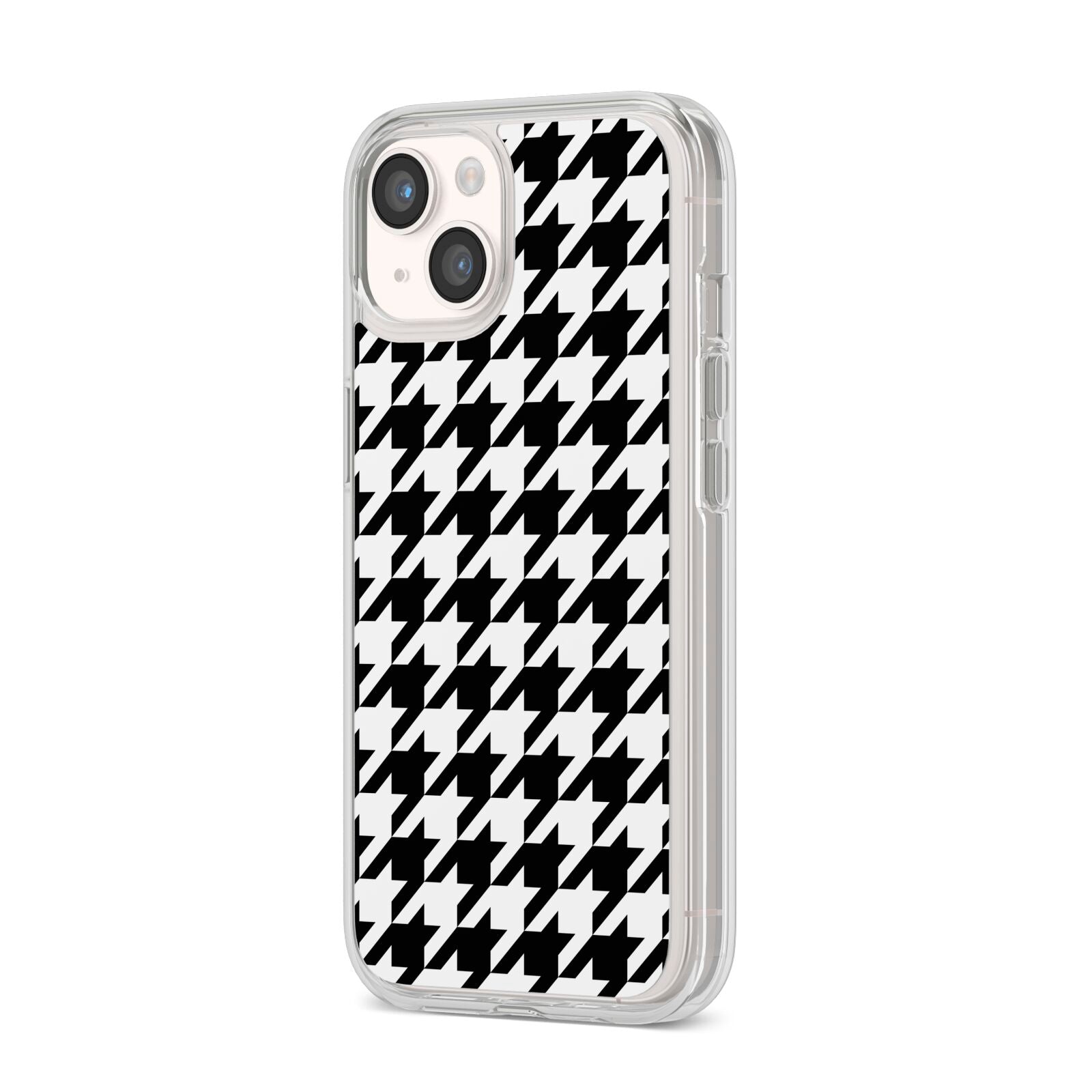 Custom Houndstooth iPhone 14 Clear Tough Case Starlight Angled Image