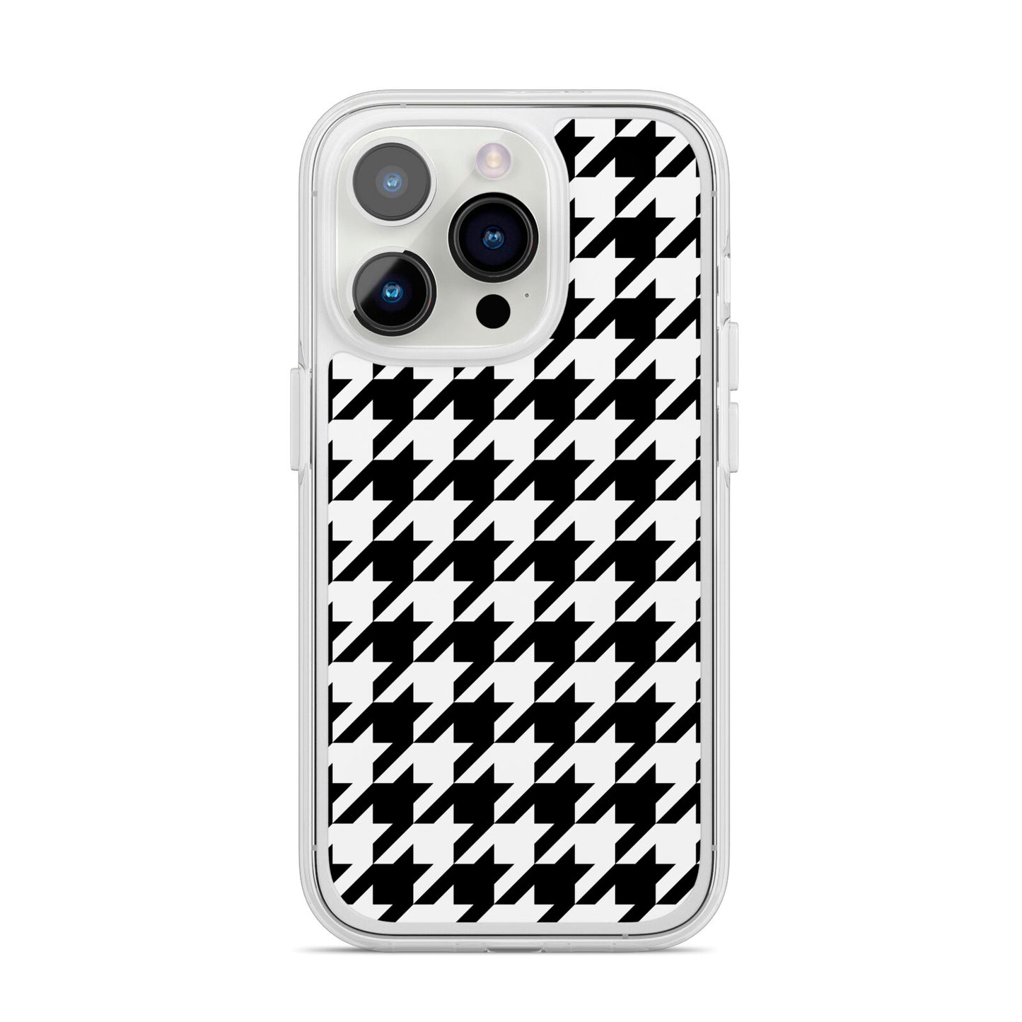 Custom Houndstooth iPhone 14 Pro Clear Tough Case Silver