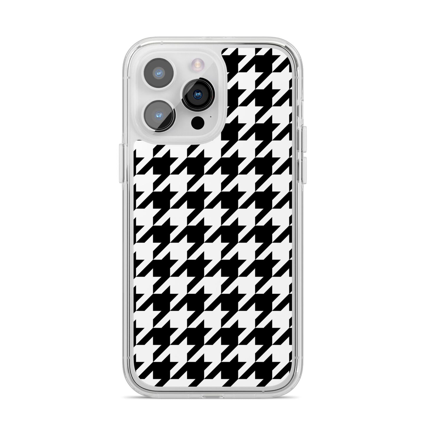 Custom Houndstooth iPhone 14 Pro Max Clear Tough Case Silver