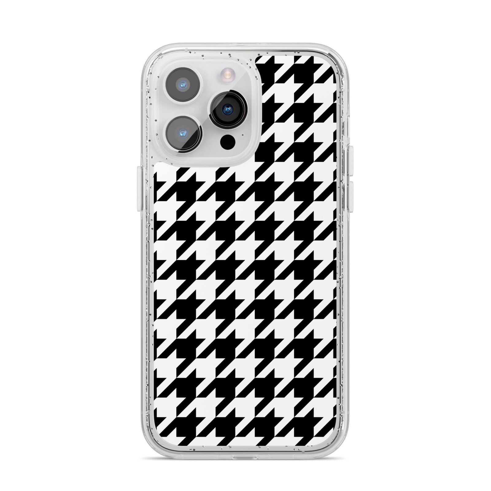 Custom Houndstooth iPhone 14 Pro Max Glitter Tough Case Silver