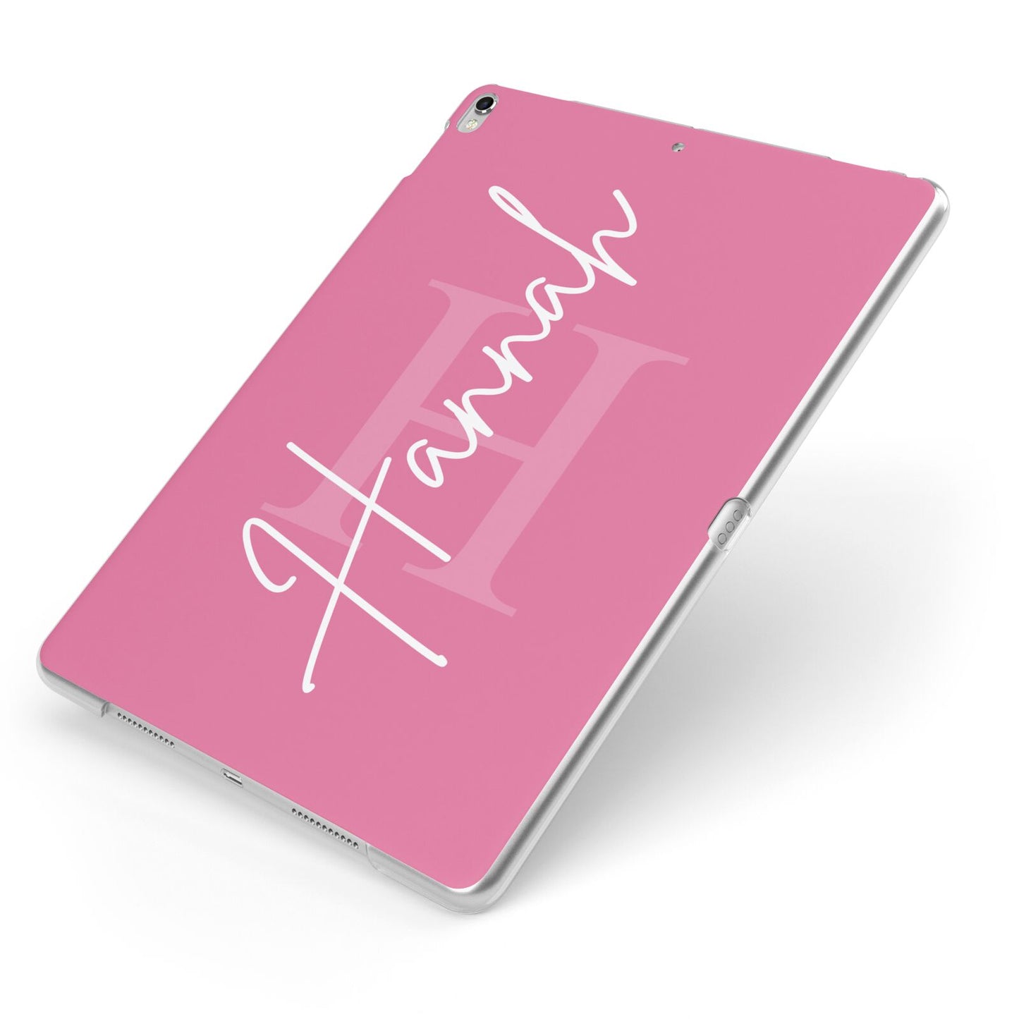 Custom Initial and Name Apple iPad Case on Silver iPad Side View