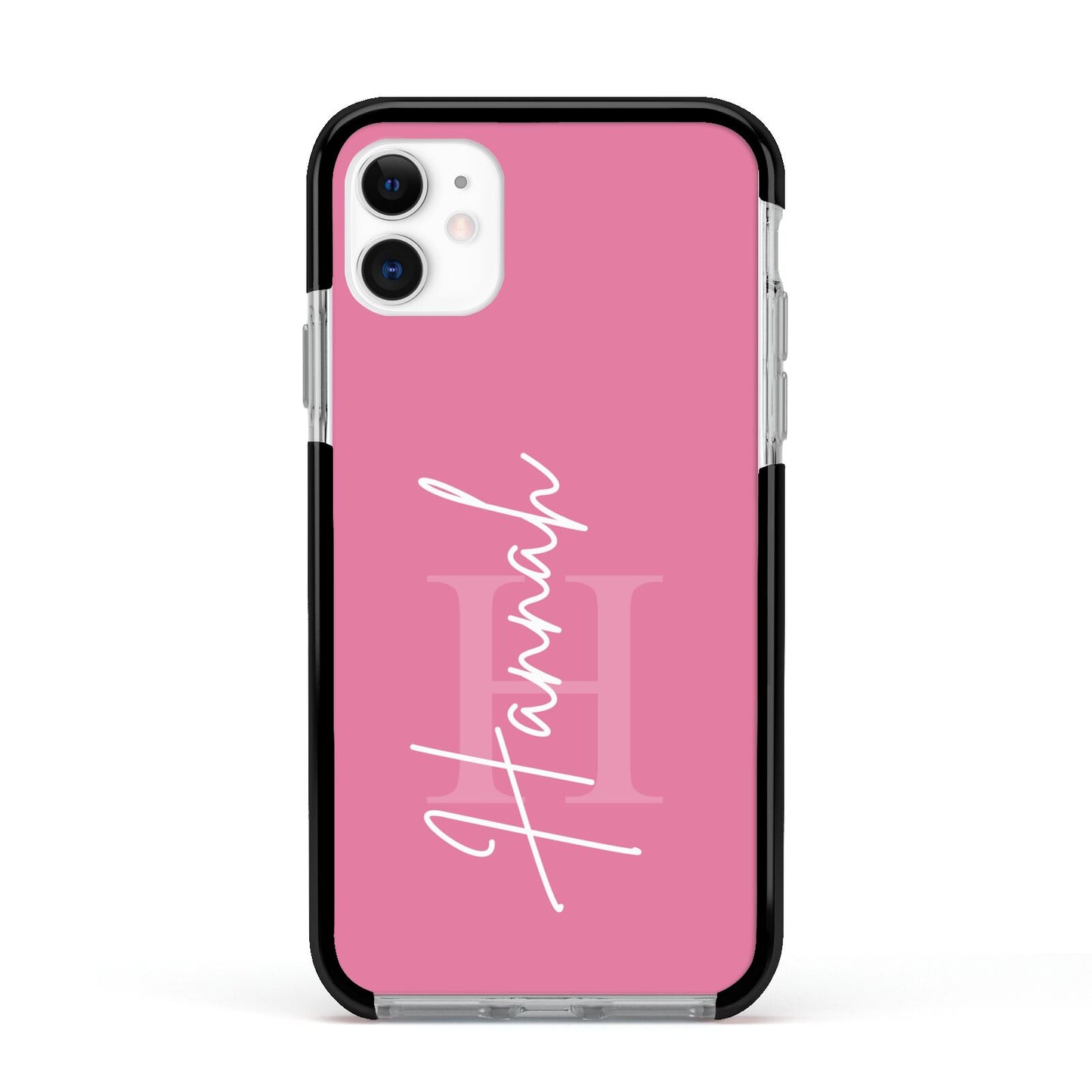 Custom Initial and Name Apple iPhone 11 in White with Black Impact Case