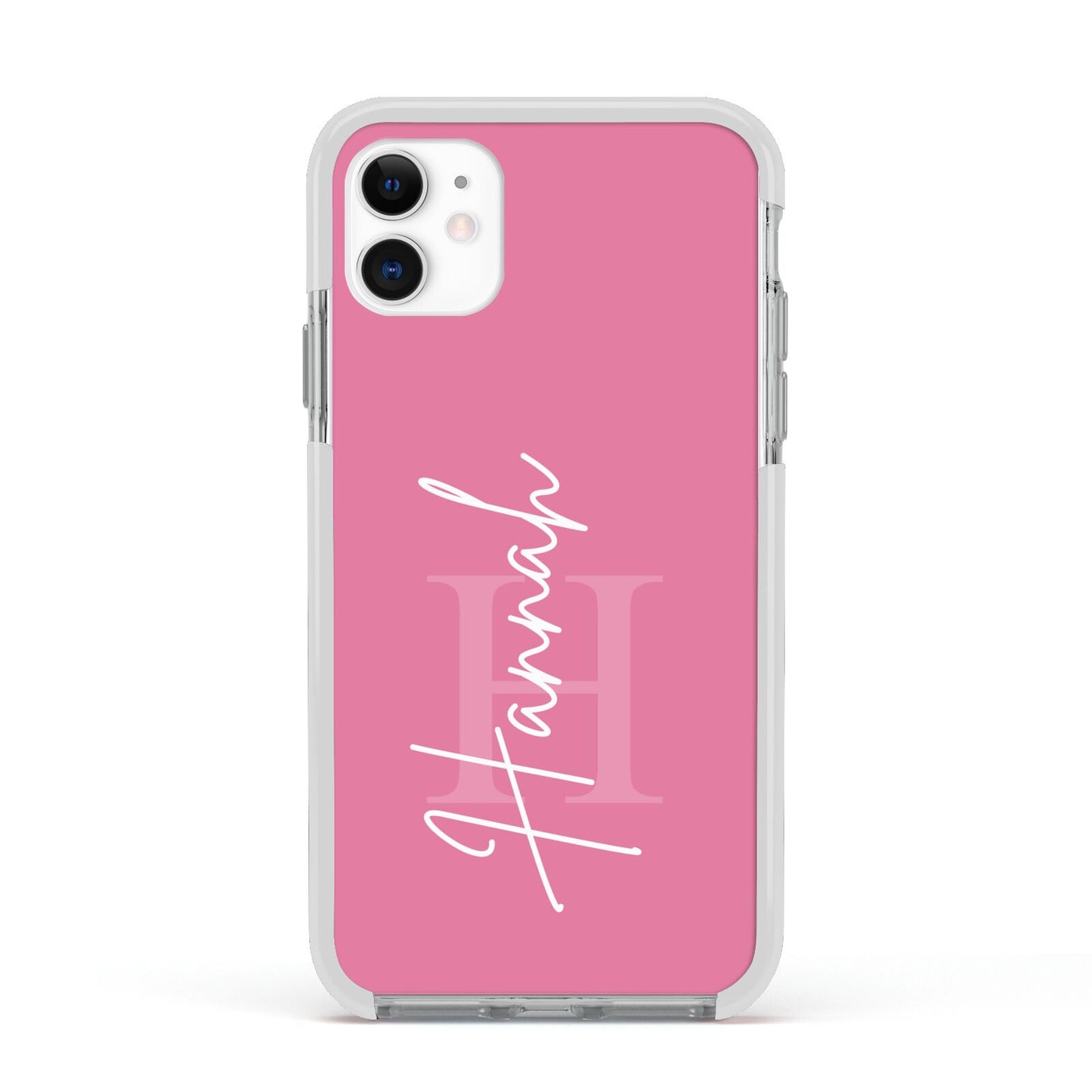 Custom Initial and Name Apple iPhone 11 in White with White Impact Case