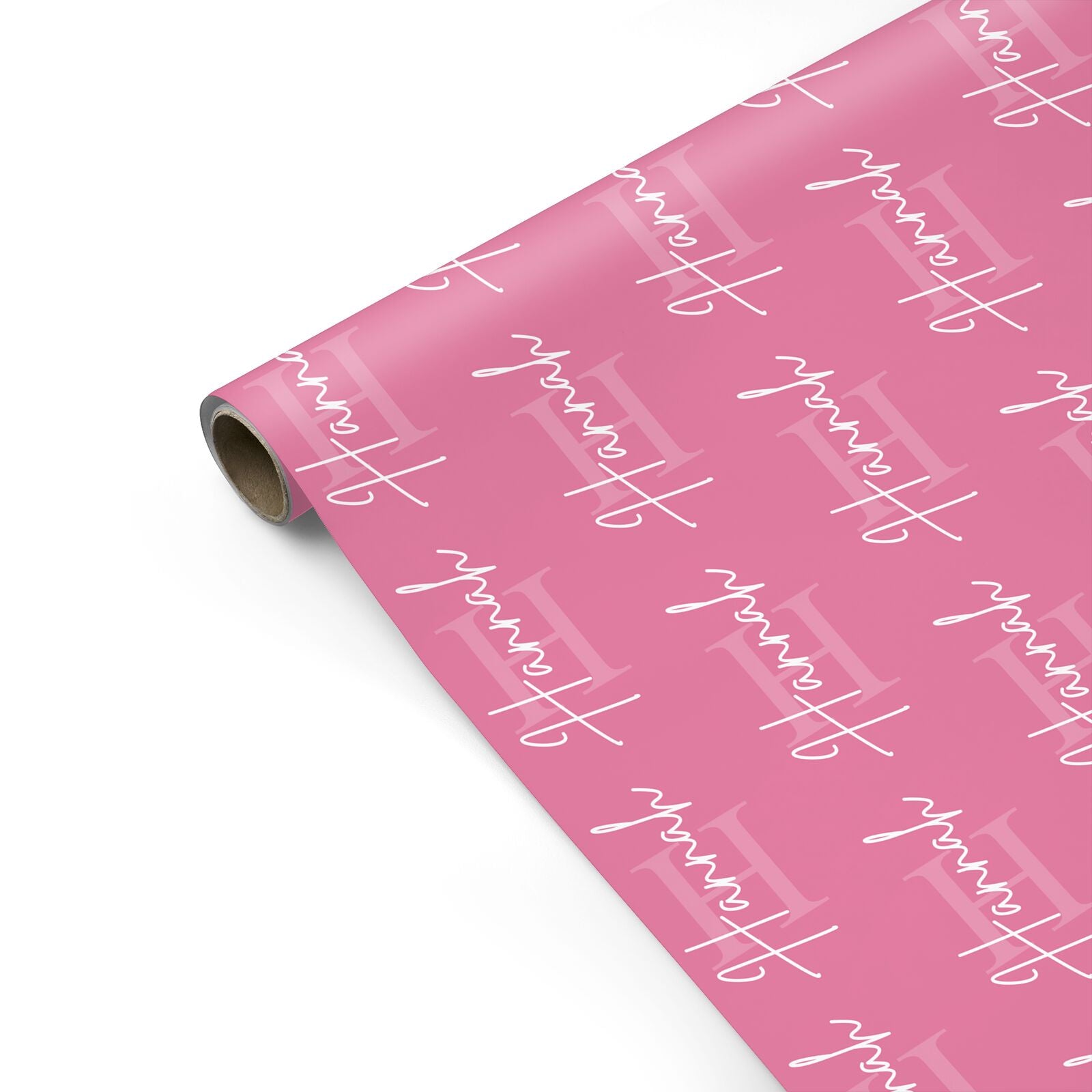 Dyefor Personalised Name Pink Christmas Wonderland Wrapping Paper Gift Wrap