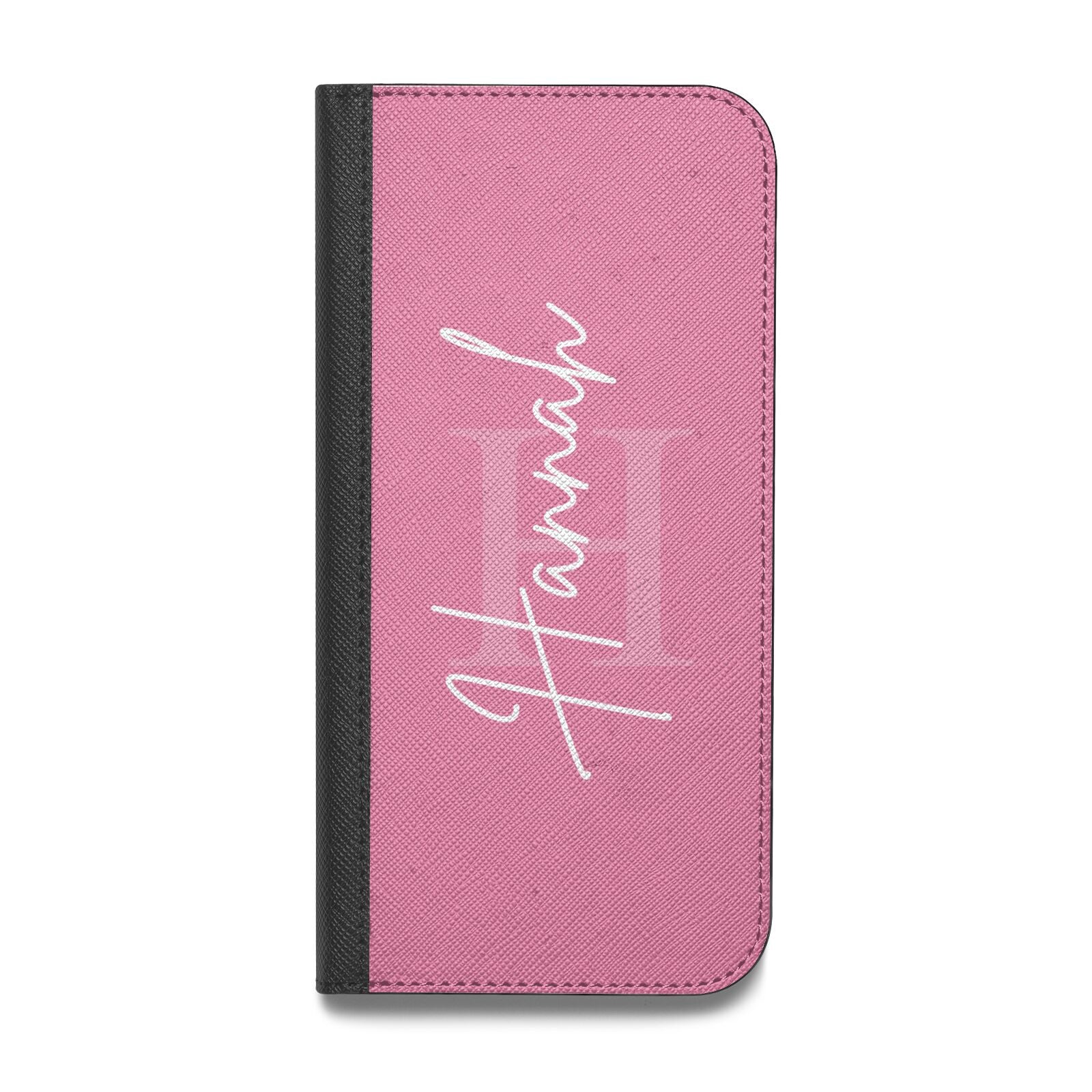 Custom Initial and Name Vegan Leather Flip iPhone Case