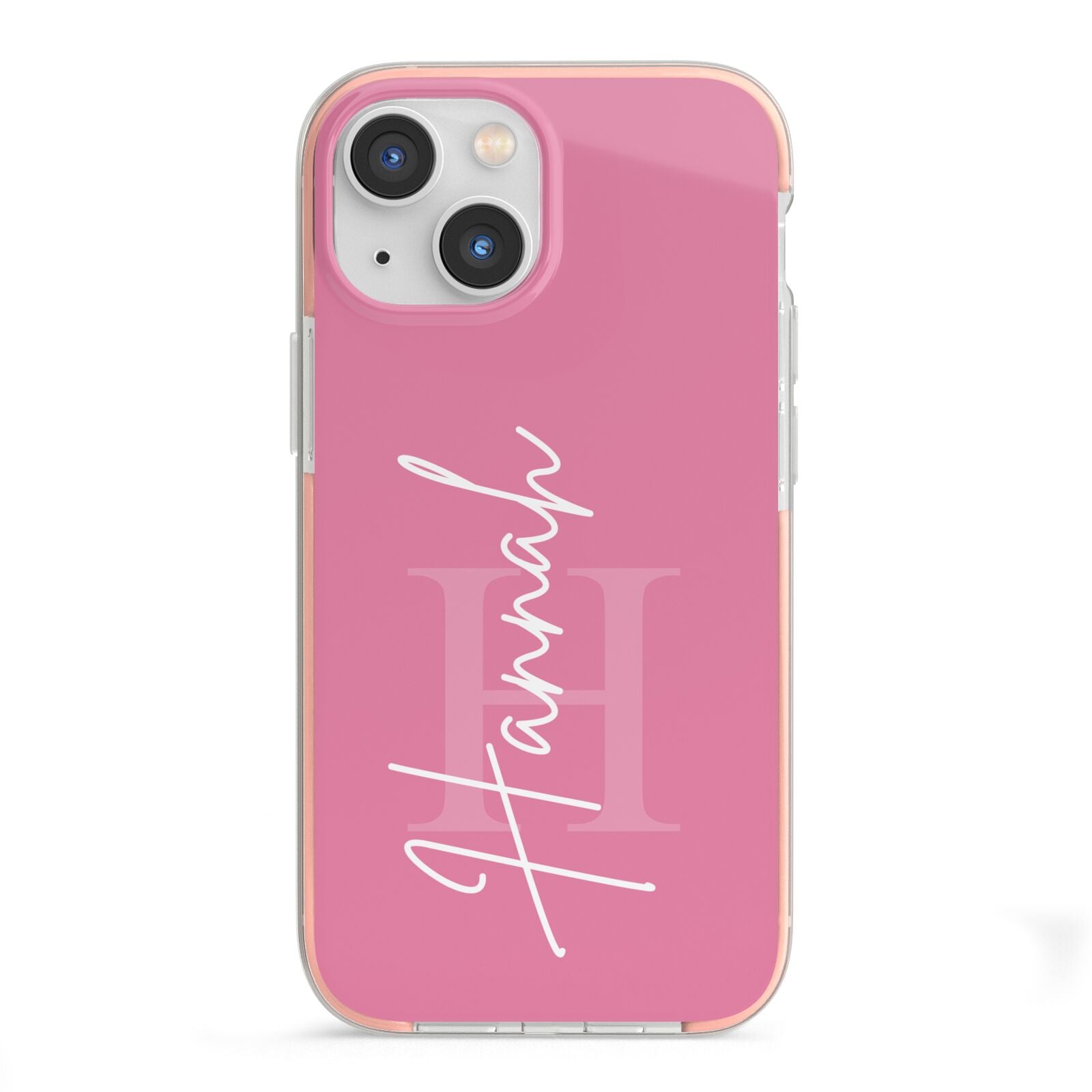 Custom Initial and Name iPhone 13 Mini TPU Impact Case with Pink Edges