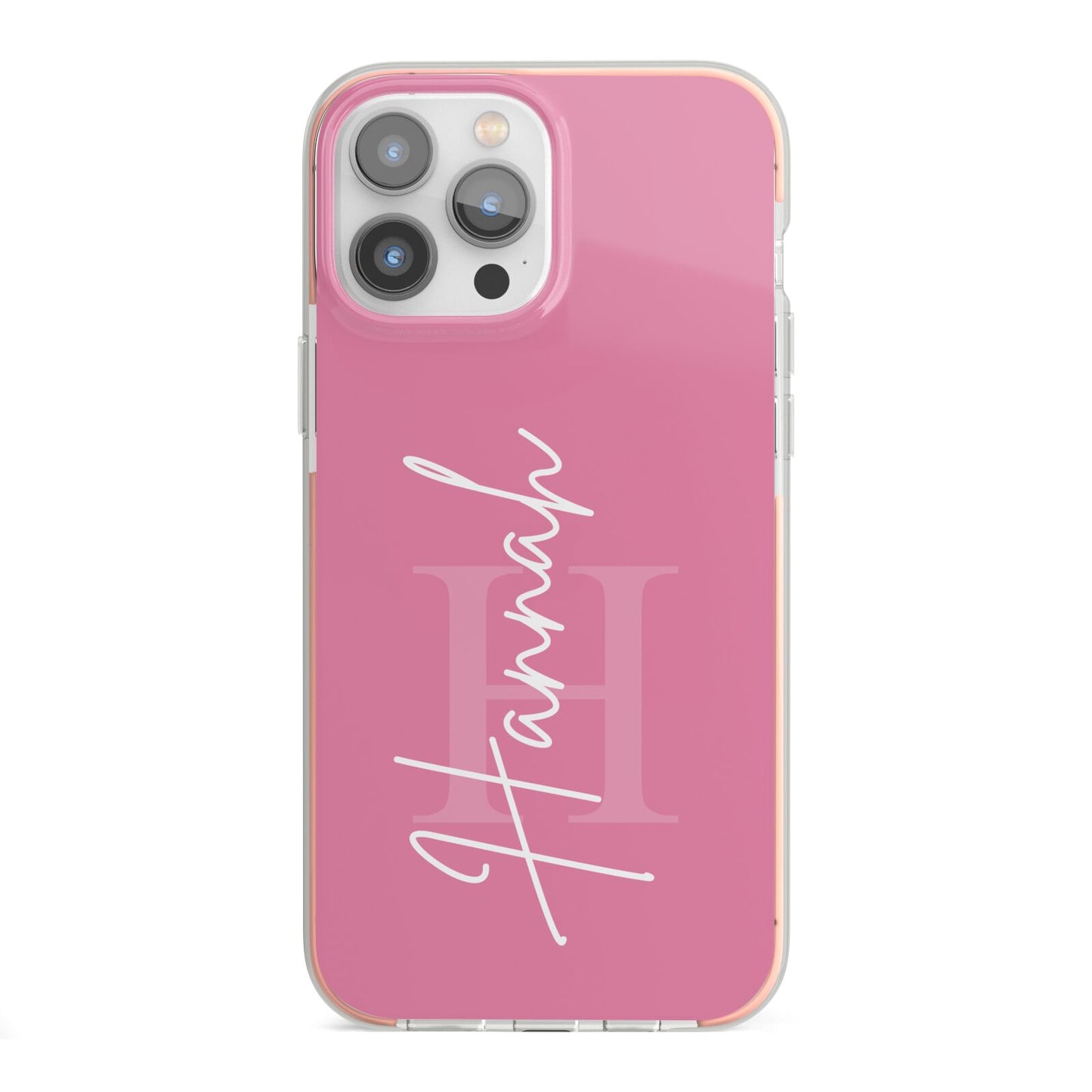 Custom Initial and Name iPhone 13 Pro Max TPU Impact Case with Pink Edges