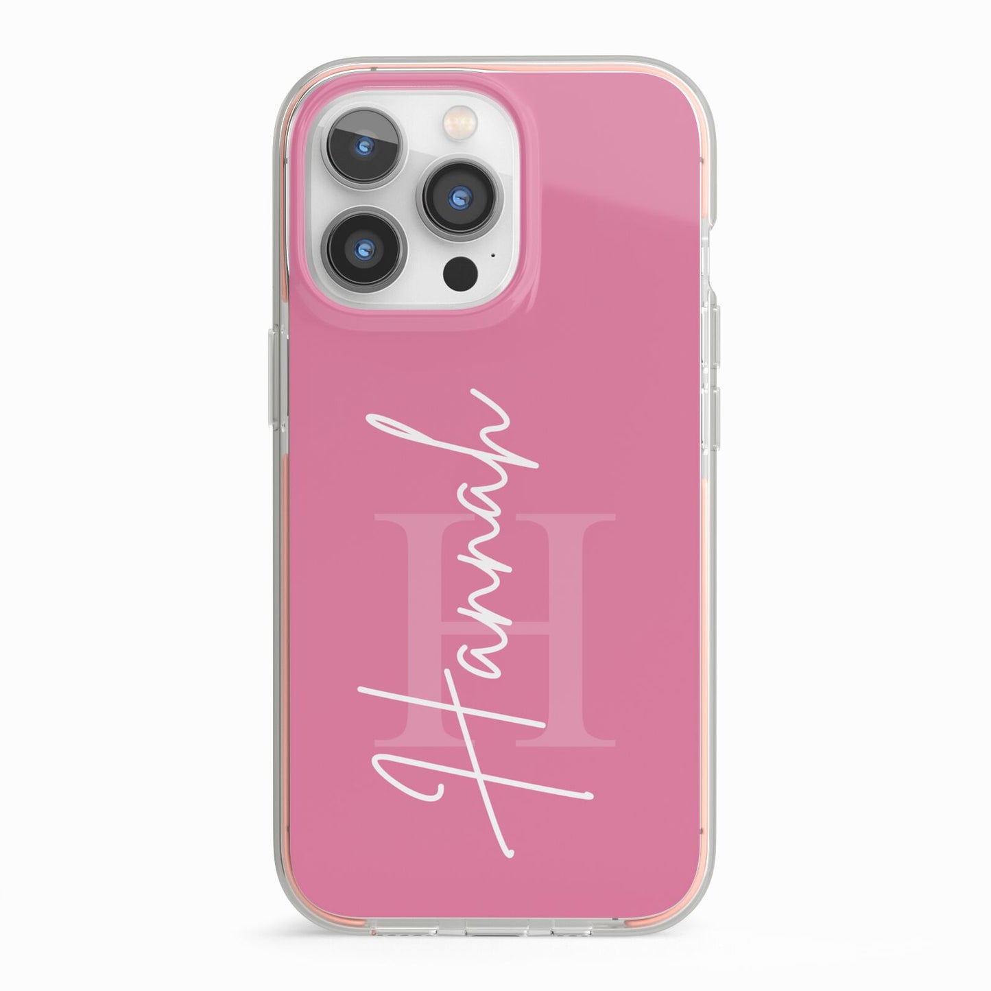 Custom Initial and Name iPhone 13 Pro TPU Impact Case with Pink Edges