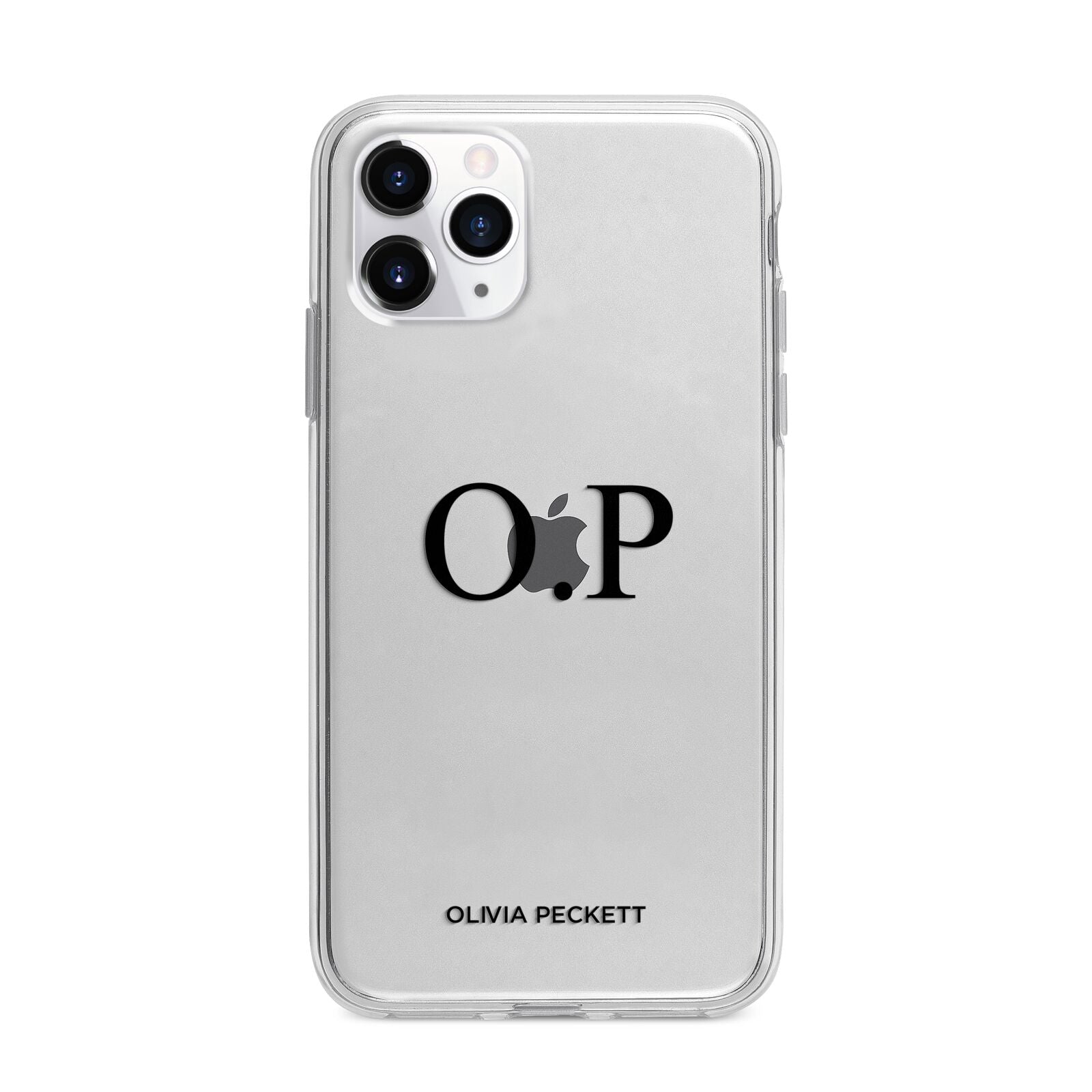 Custom Initials and Name Apple iPhone 11 Pro Max in Silver with Bumper Case