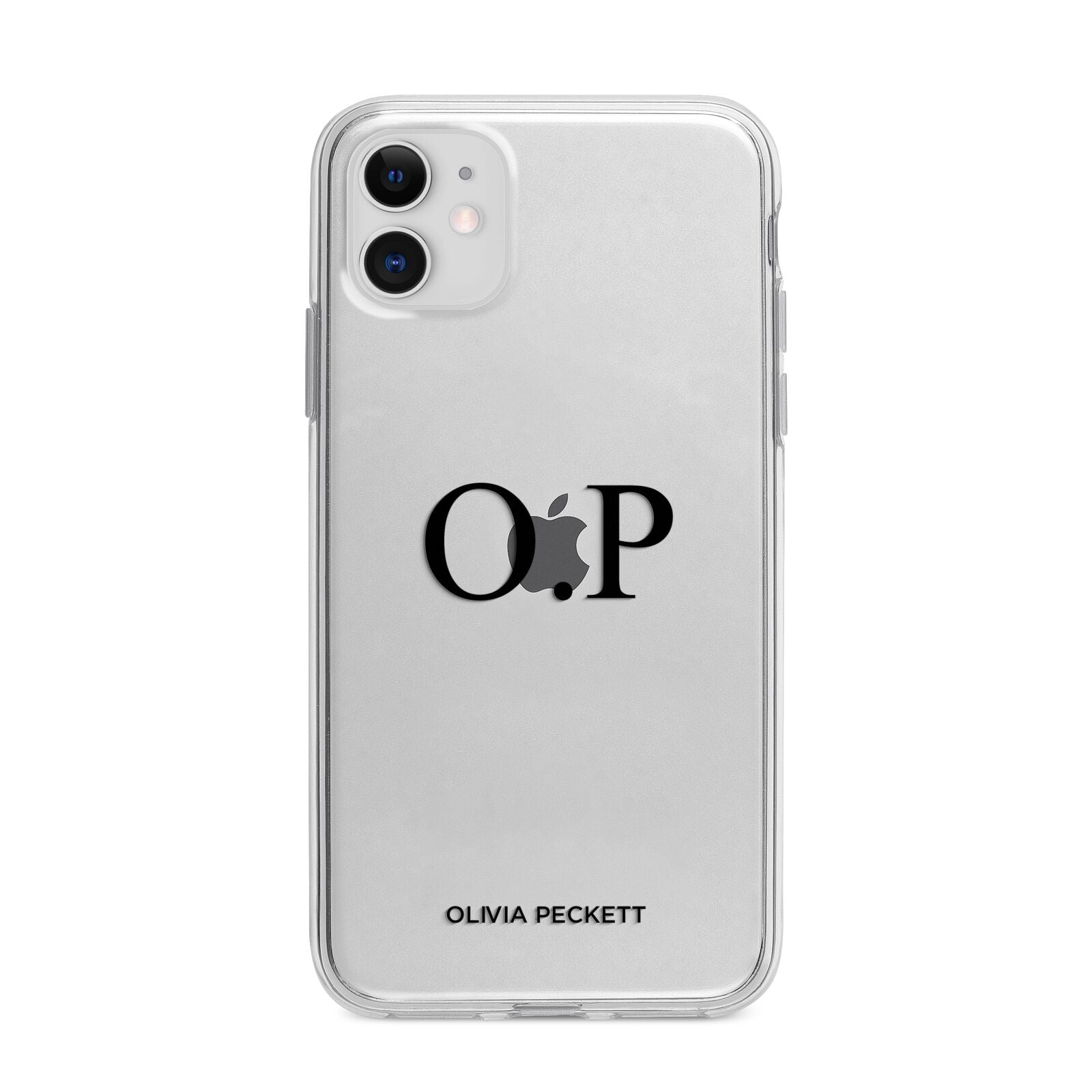 Custom Initials and Name Apple iPhone 11 in White with Bumper Case