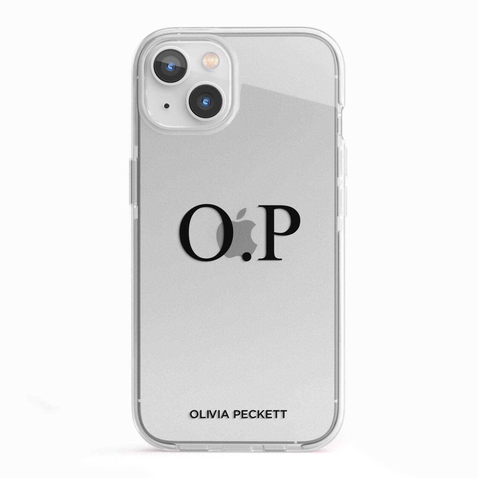 Custom Initials and Name iPhone 13 TPU Impact Case with White Edges