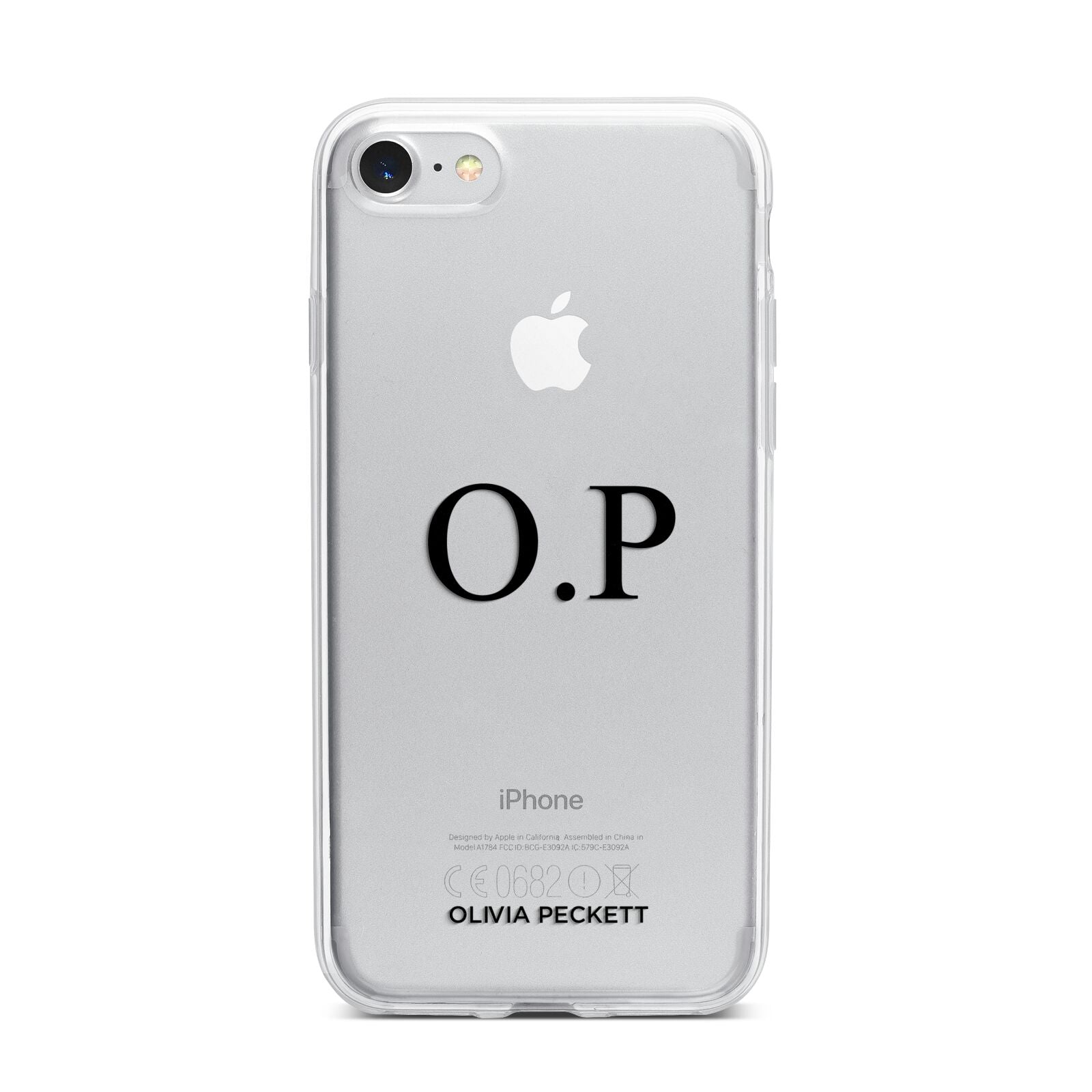 Custom Initials and Name iPhone 7 Bumper Case on Silver iPhone