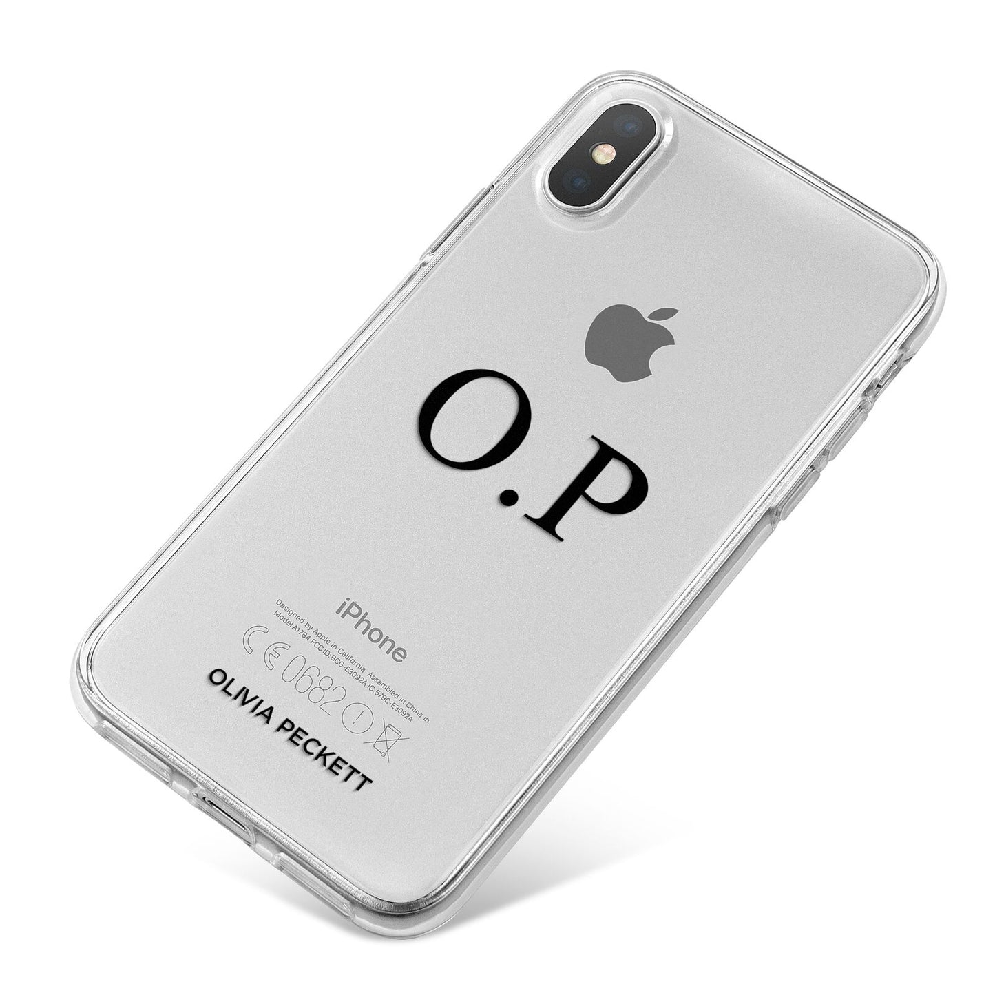 Custom Initials and Name iPhone X Bumper Case on Silver iPhone