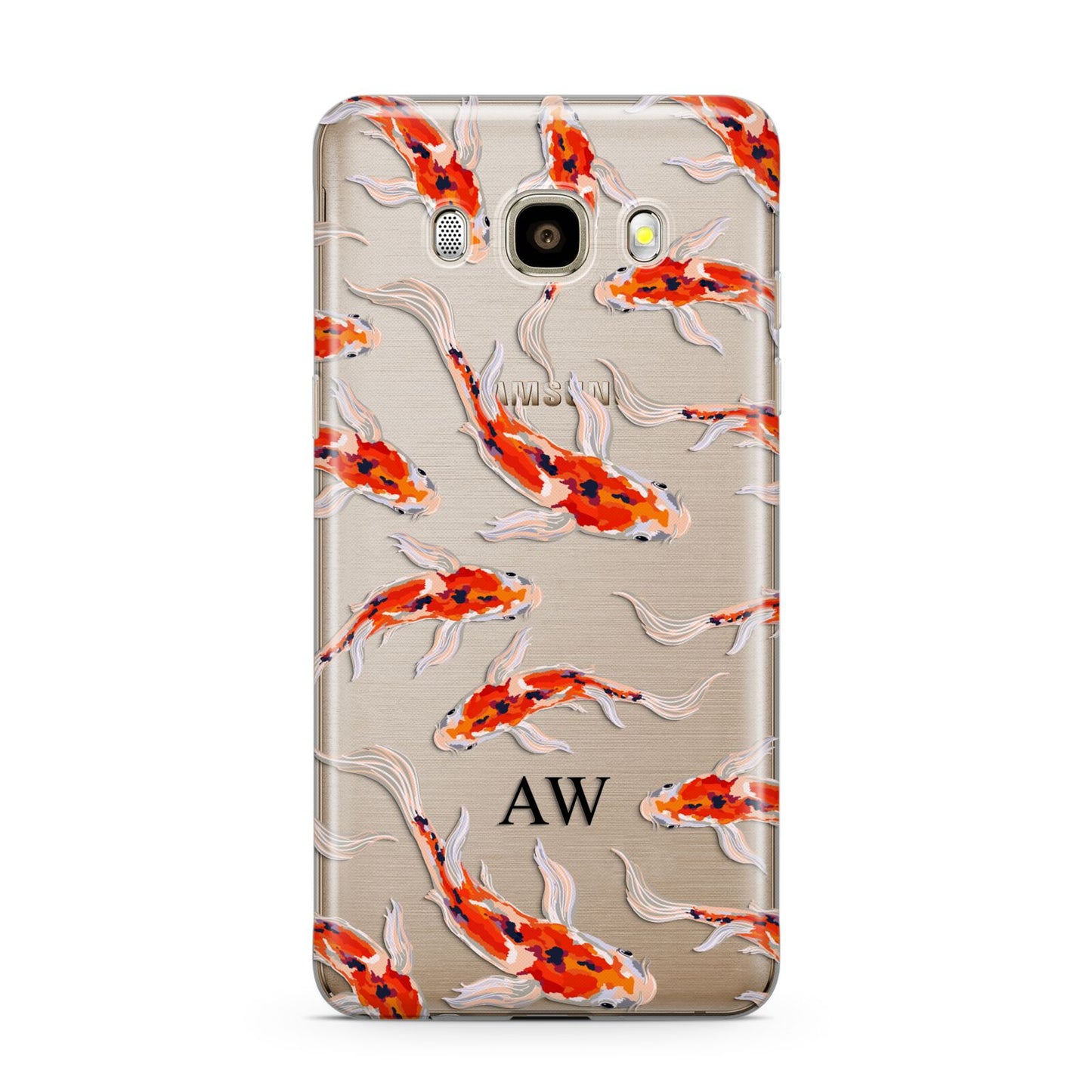 Custom Koi Fish Samsung Galaxy J7 2016 Case on gold phone