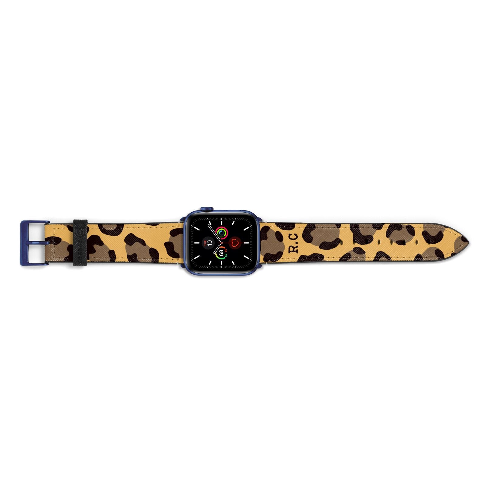 Custom Leopard Apple Watch Strap Landscape Image Blue Hardware