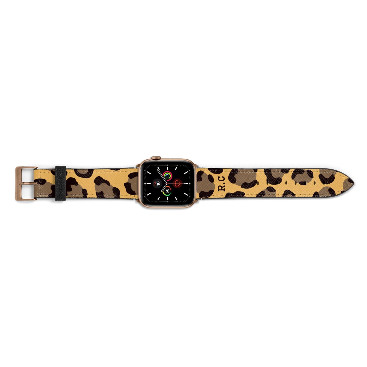 Custom Leopard Apple Watch Strap Landscape Image Gold Hardware