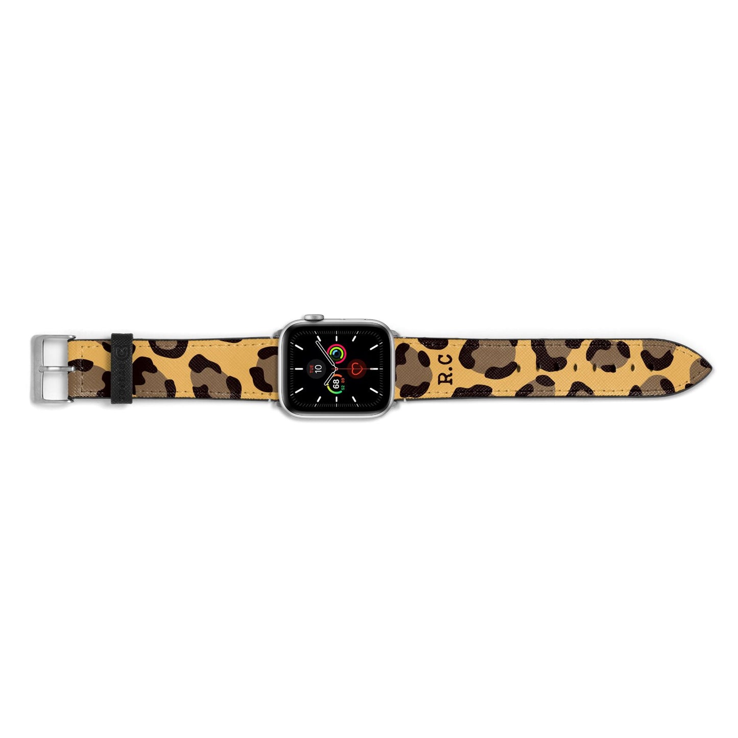 Custom Leopard Apple Watch Strap Landscape Image Silver Hardware