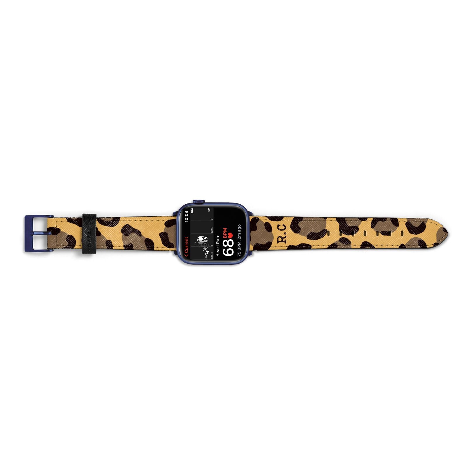 Custom Leopard Apple Watch Strap Size 38mm Landscape Image Blue Hardware