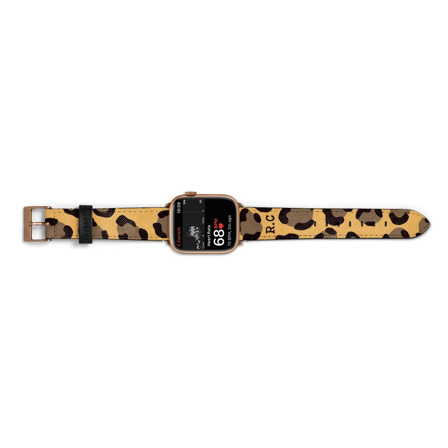 Custom Leopard Apple Watch Strap Size 38mm Landscape Image Gold Hardware