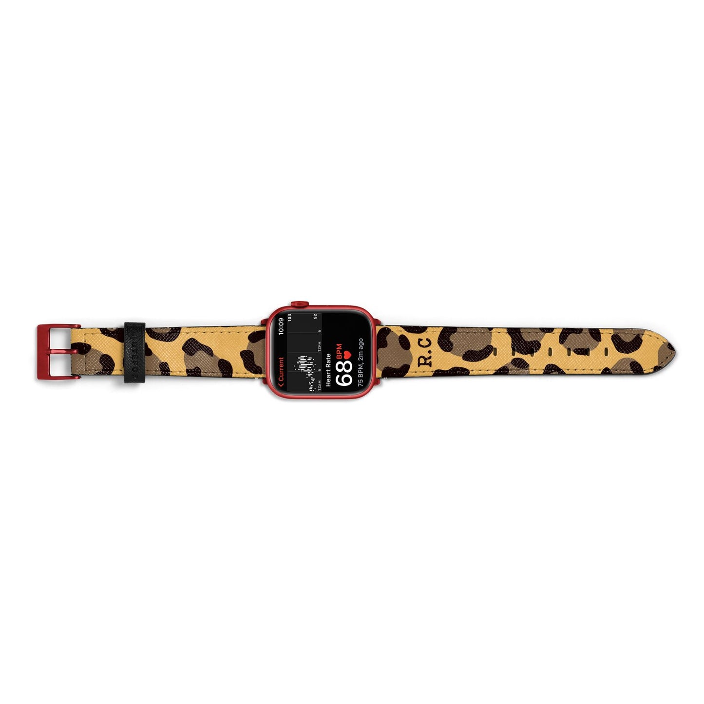 Custom Leopard Apple Watch Strap Size 38mm Landscape Image Red Hardware