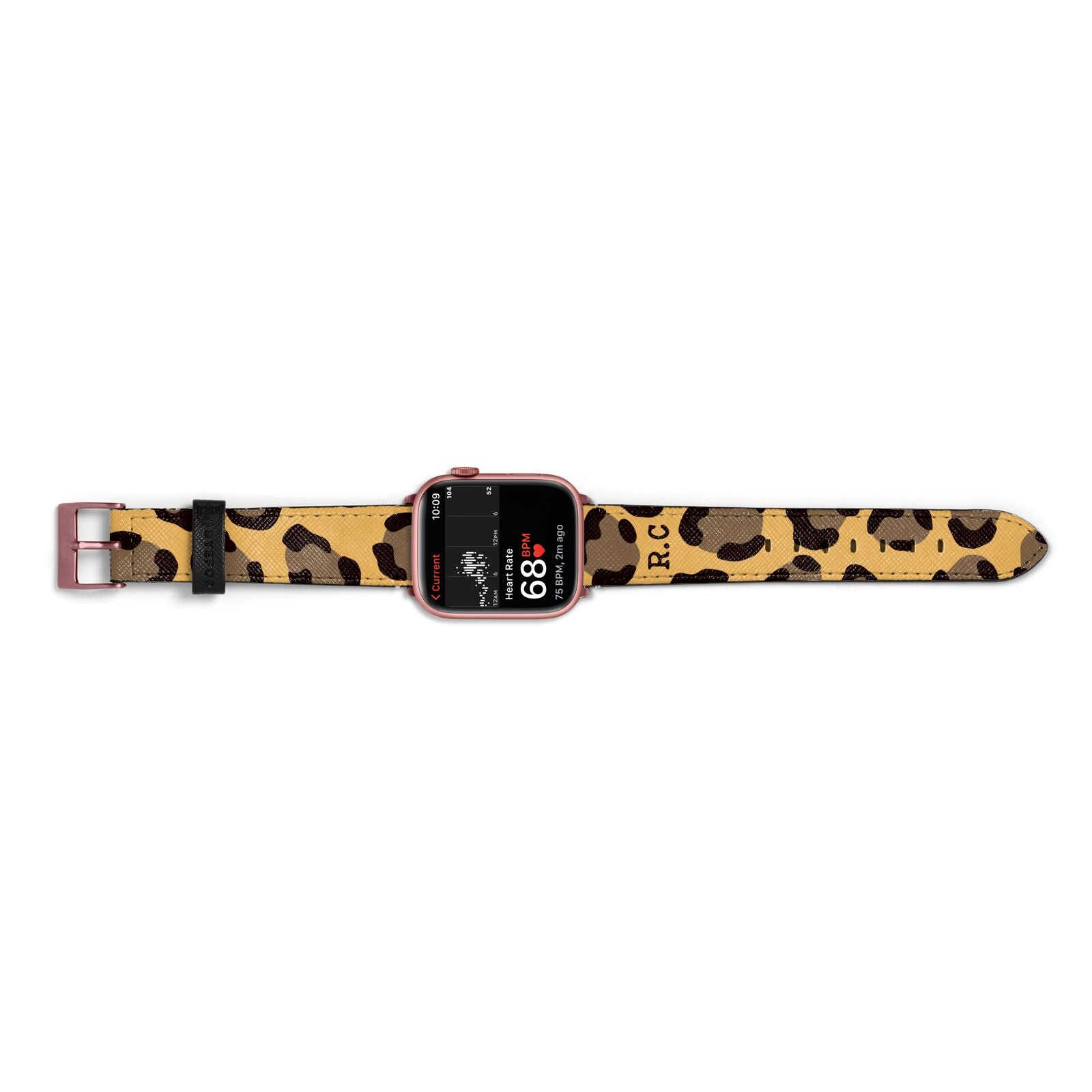 Custom Leopard Apple Watch Strap Size 38mm Landscape Image Rose Gold Hardware