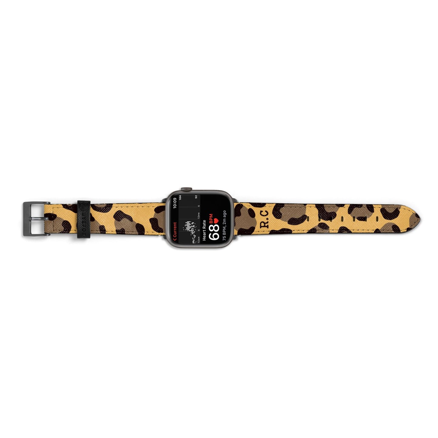 Custom Leopard Apple Watch Strap Size 38mm Landscape Image Space Grey Hardware