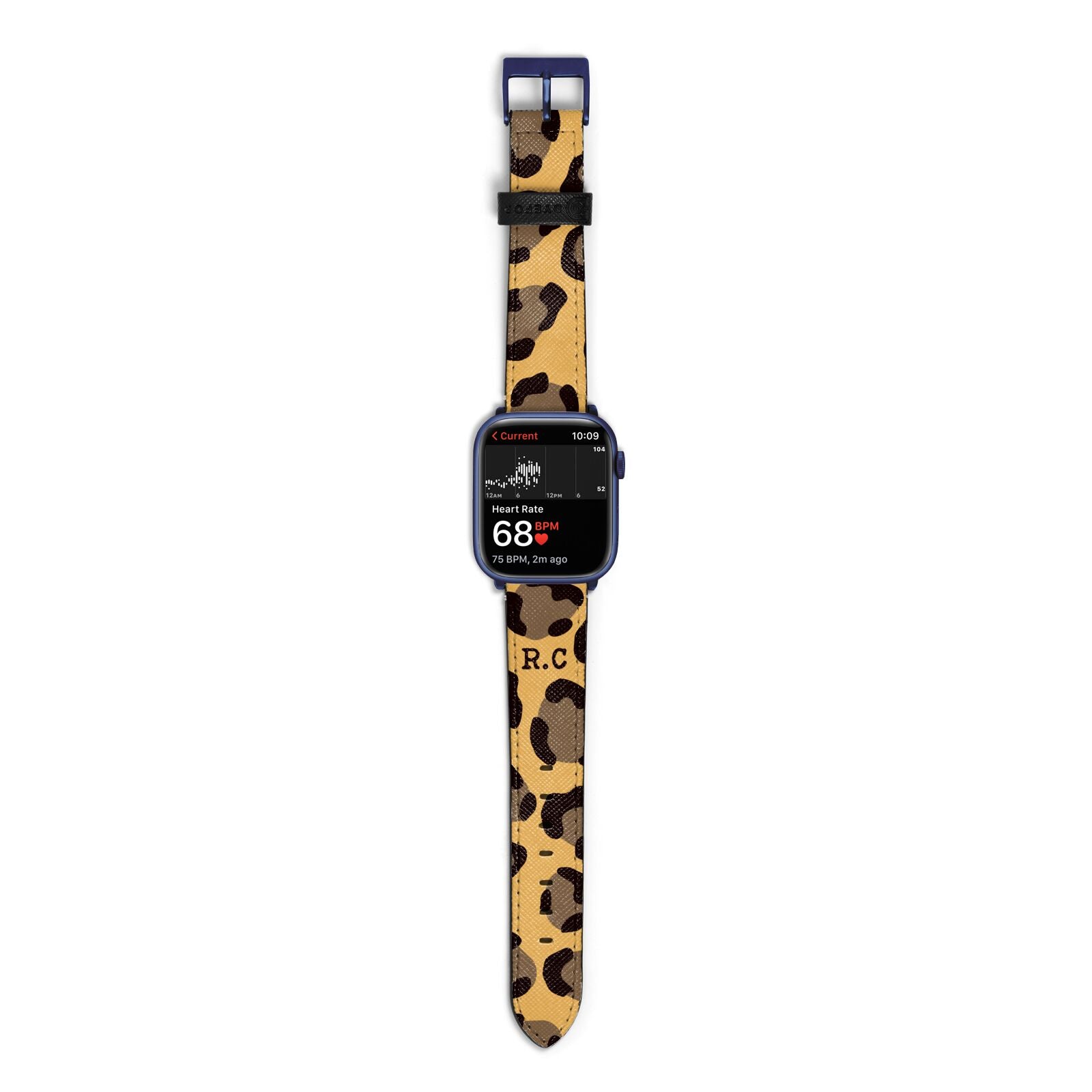 Custom Leopard Apple Watch Strap Size 38mm with Blue Hardware