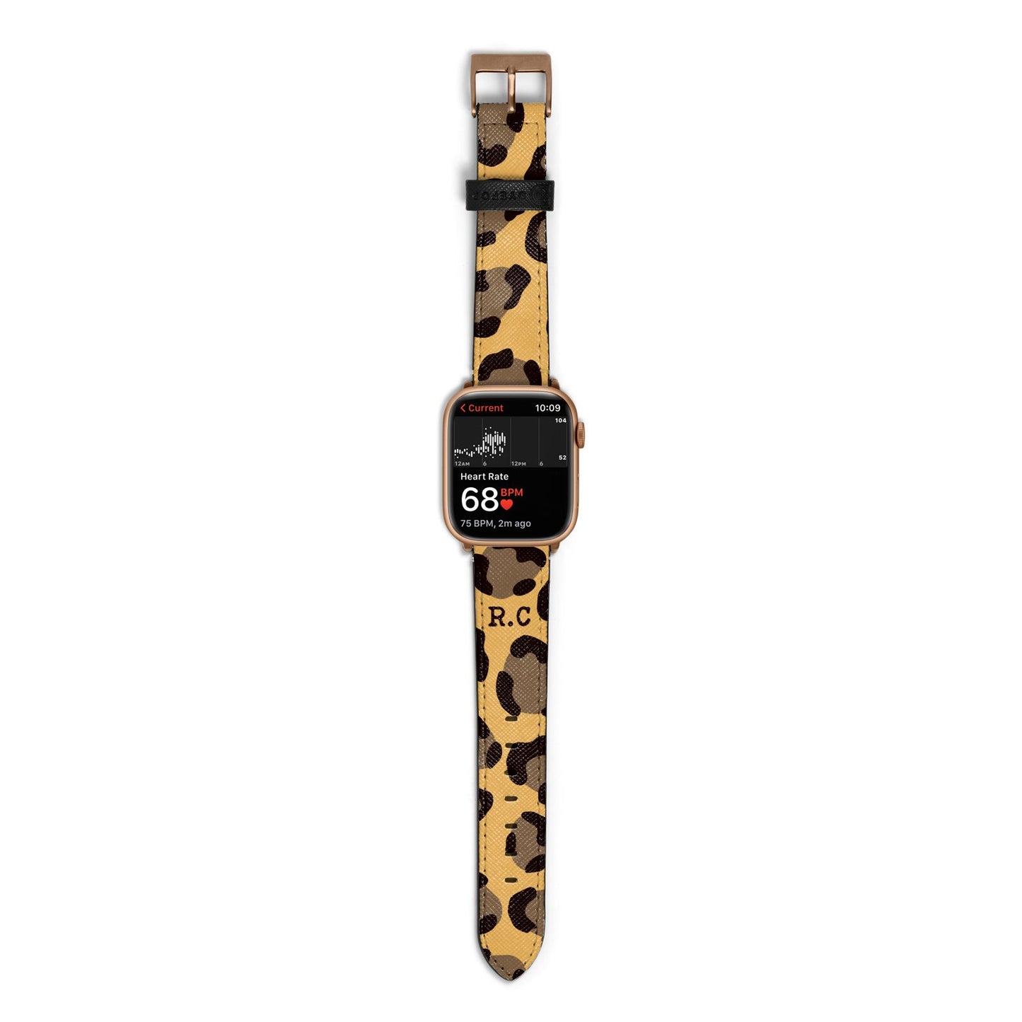 Custom Leopard Apple Watch Strap Size 38mm with Gold Hardware