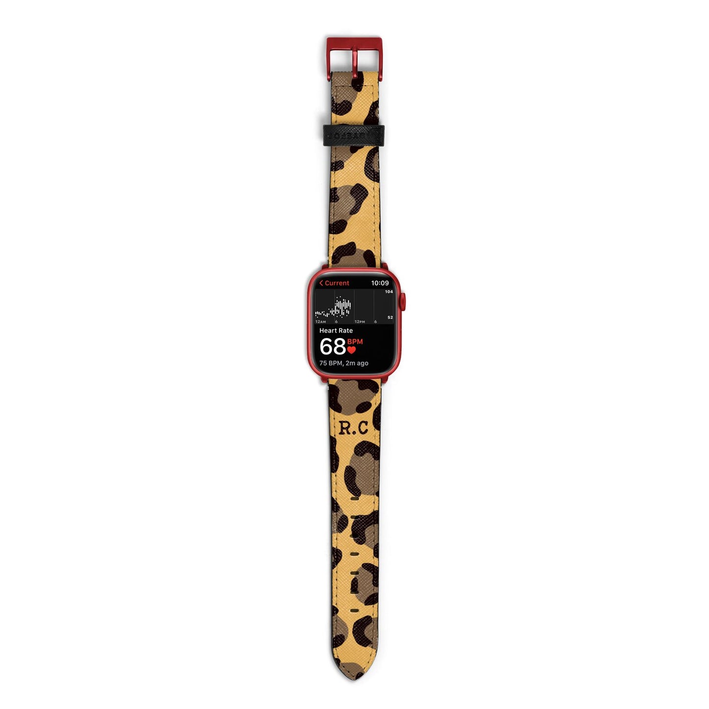 Custom Leopard Apple Watch Strap Size 38mm with Red Hardware