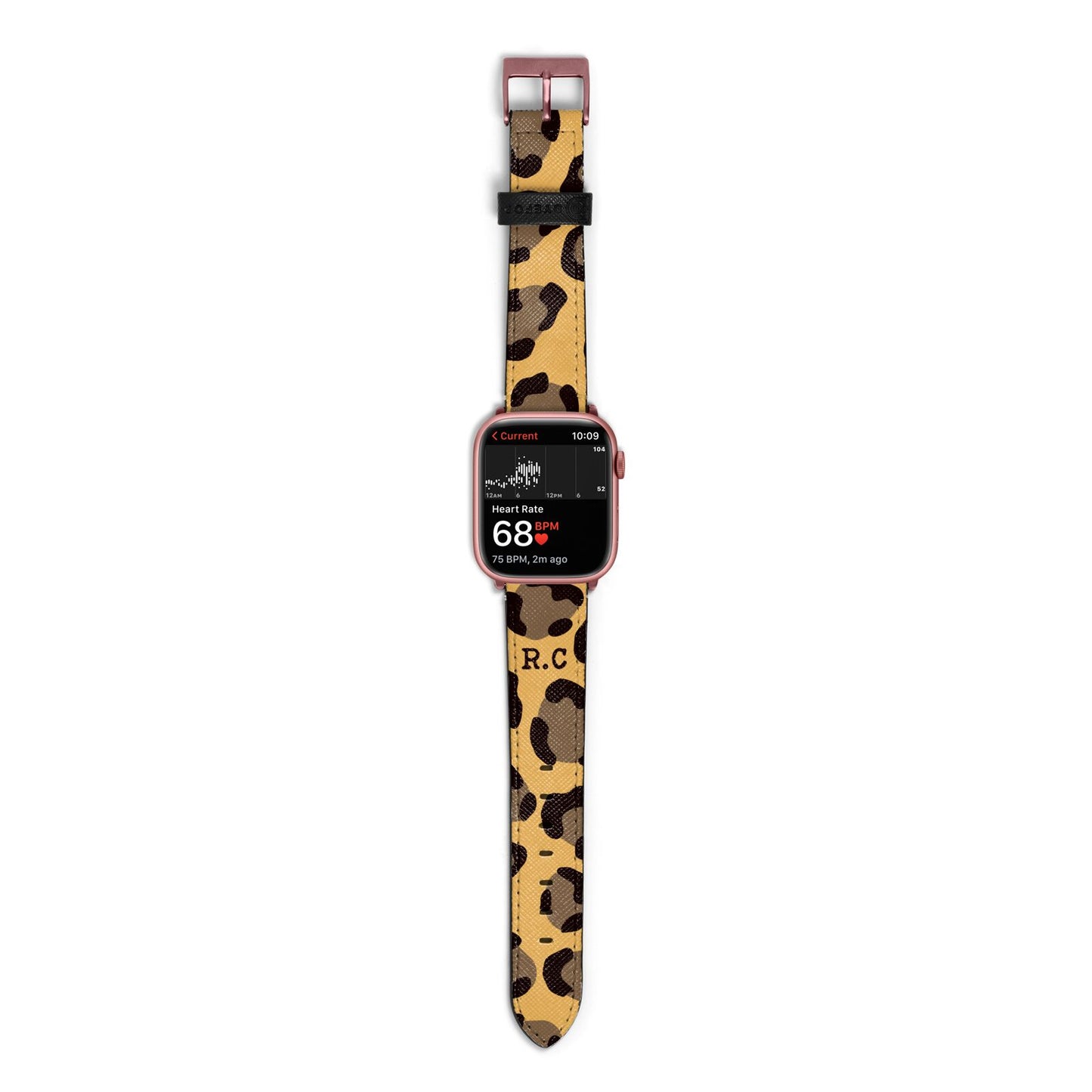 Custom Leopard Apple Watch Strap Size 38mm with Rose Gold Hardware