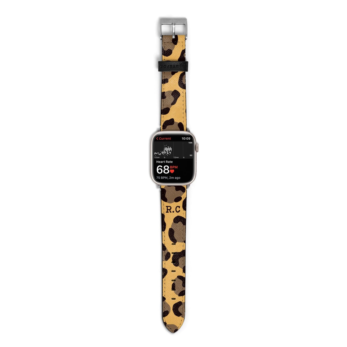 Custom Leopard Apple Watch Strap Size 38mm with Silver Hardware