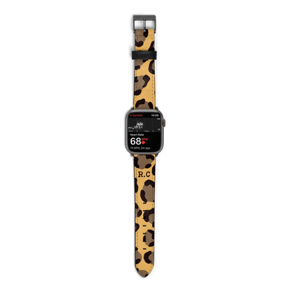 Custom Leopard Apple Watch Strap Size 38mm with Space Grey Hardware