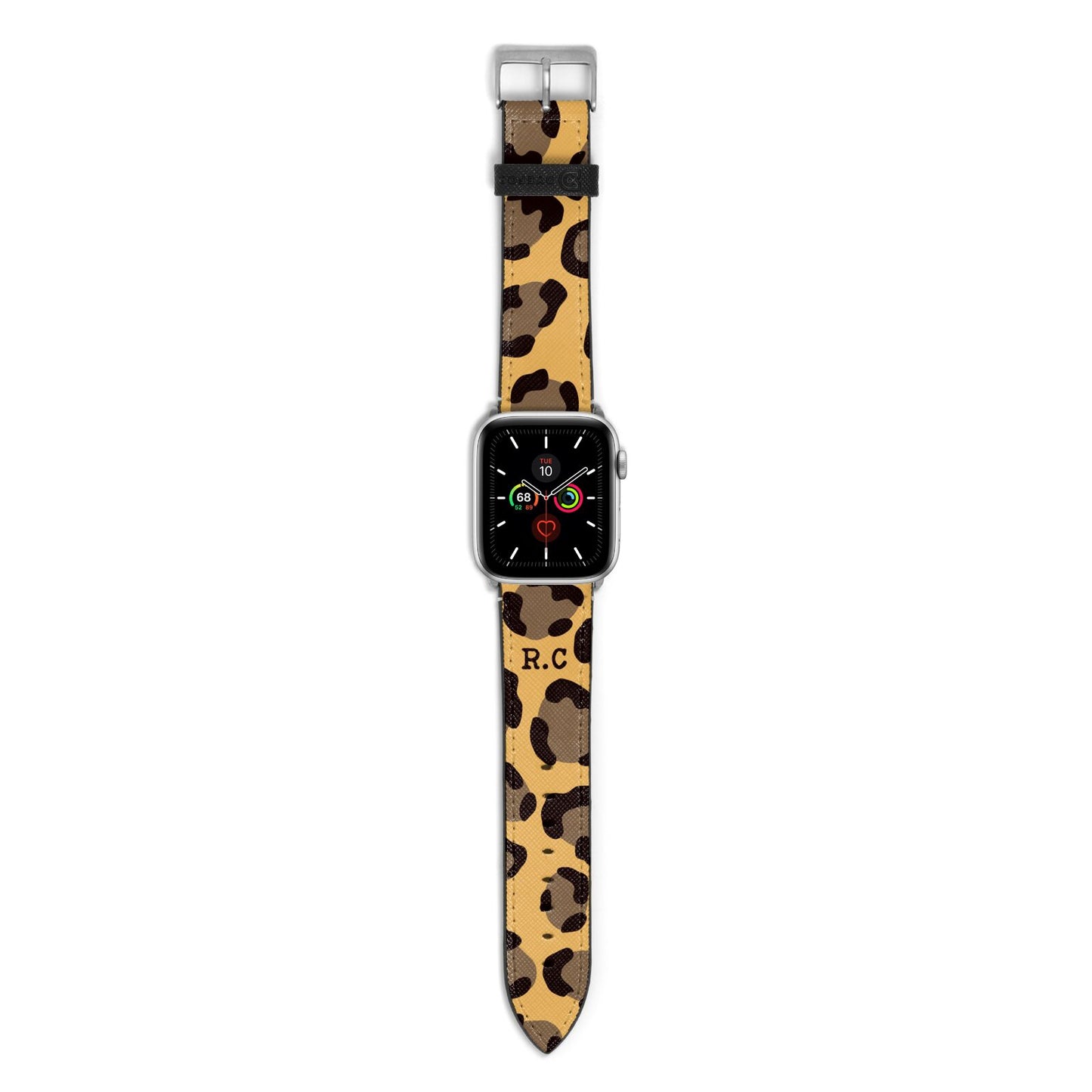 Custom Leopard Apple Watch Strap with Silver Hardware