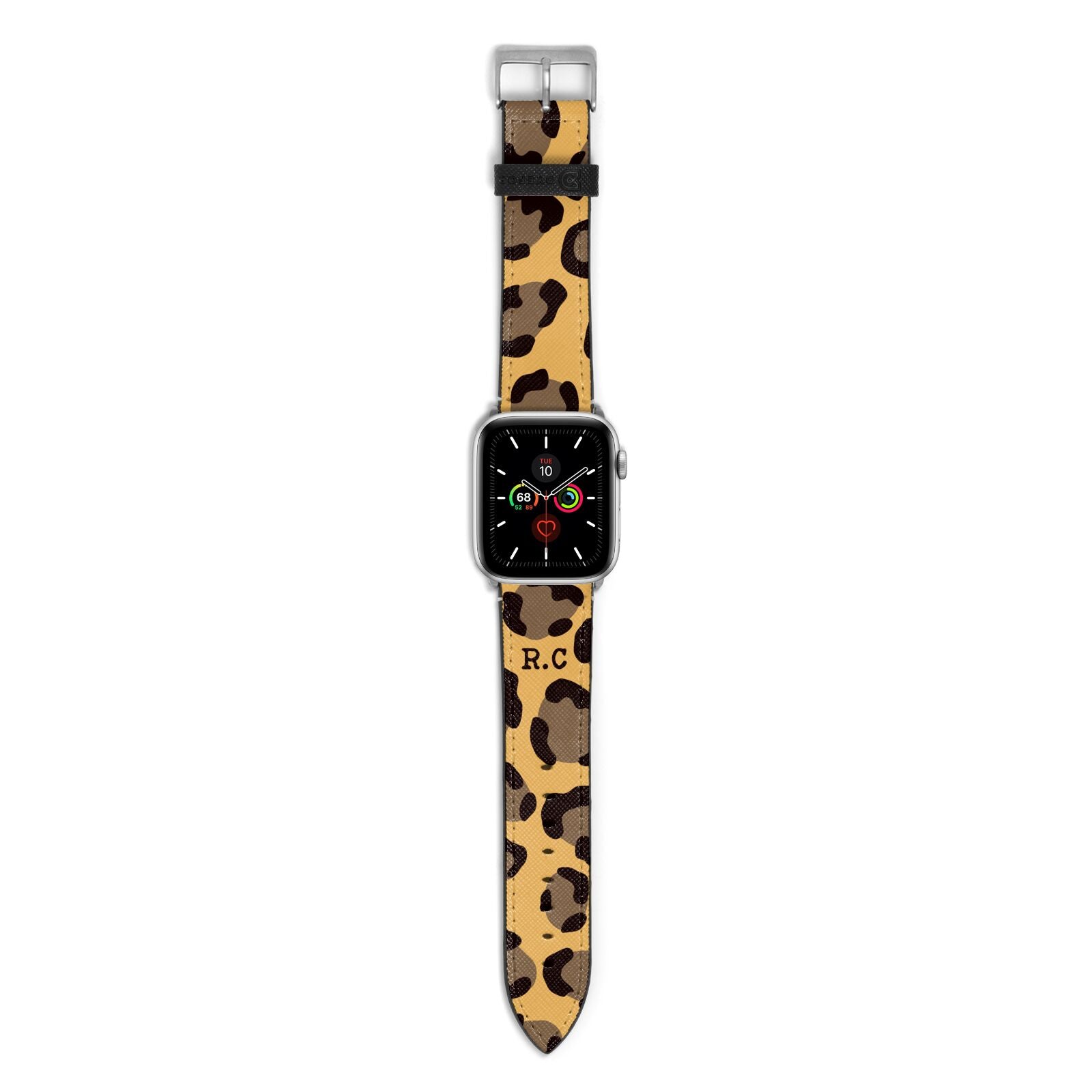 Custom Leopard Apple Watch Strap with Silver Hardware