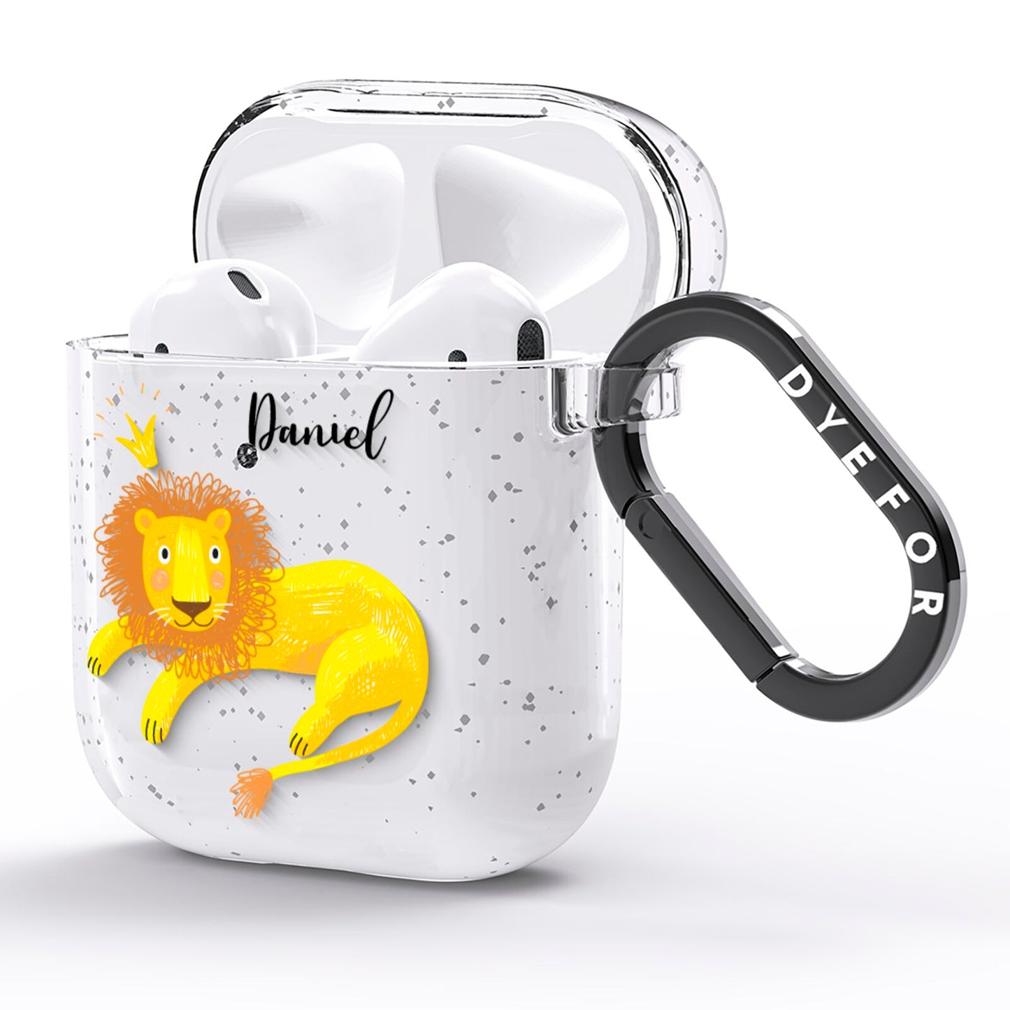 Custom Lion AirPods Glitter Case Side Image