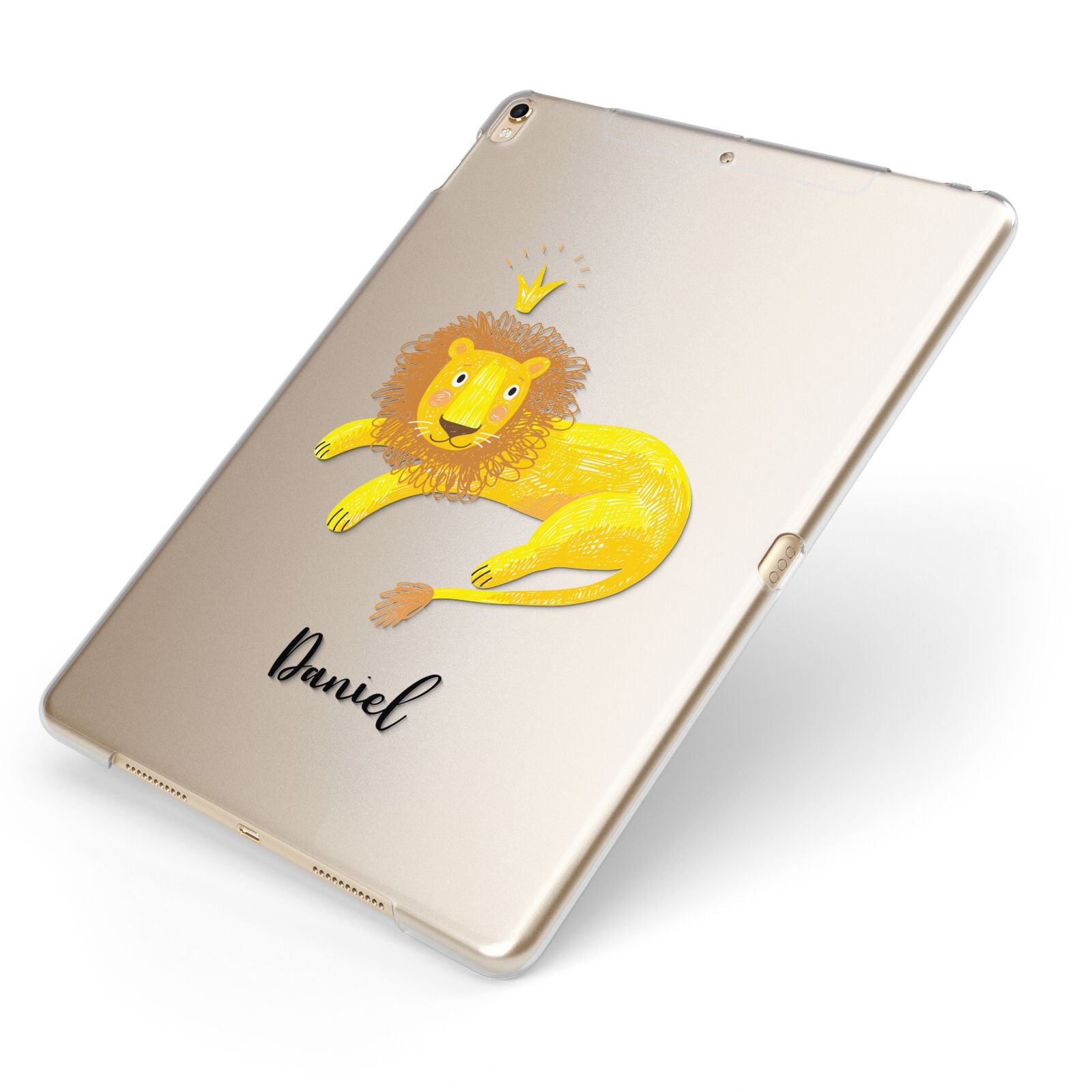 Custom Lion Apple iPad Case on Gold iPad Side View