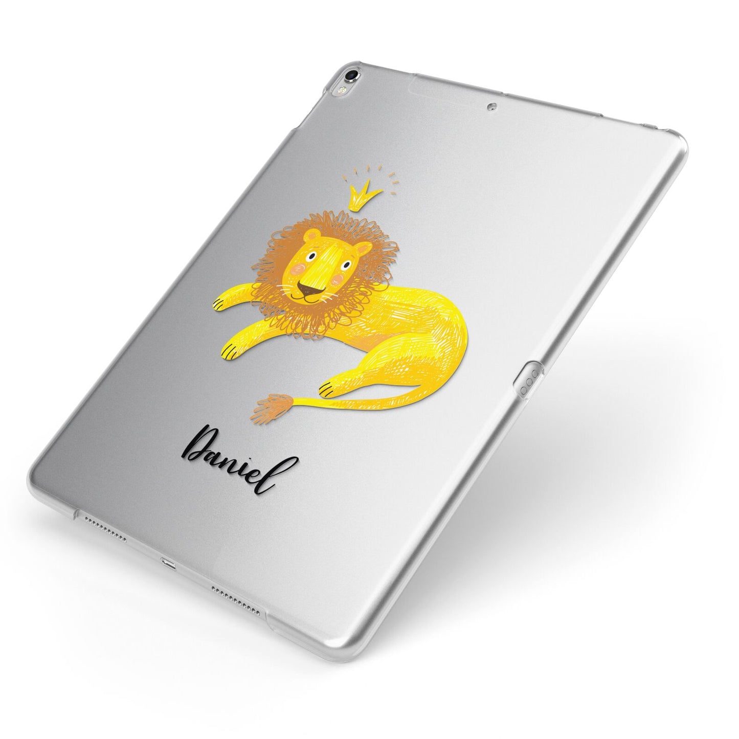 Custom Lion Apple iPad Case on Silver iPad Side View